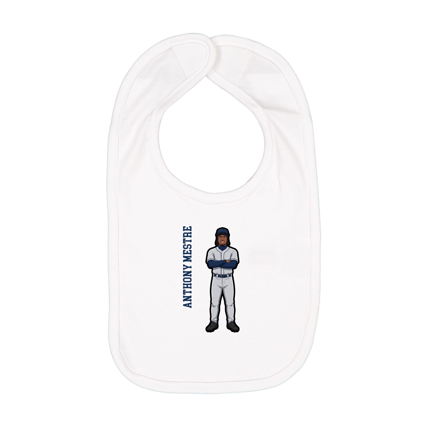 Infant Bib — Name Vertical in White