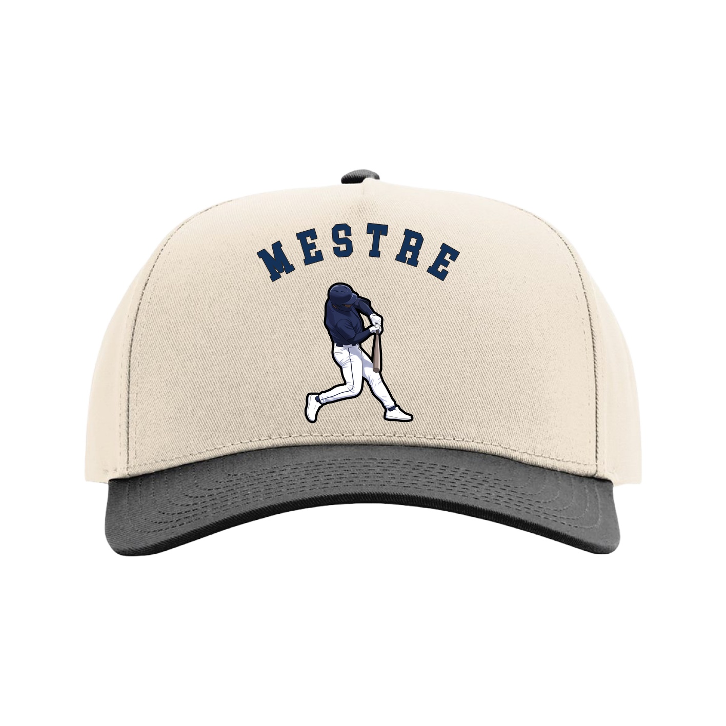 Full Fabric Five-Panel Champ Cap — Shirsey Arch in Cream/Black