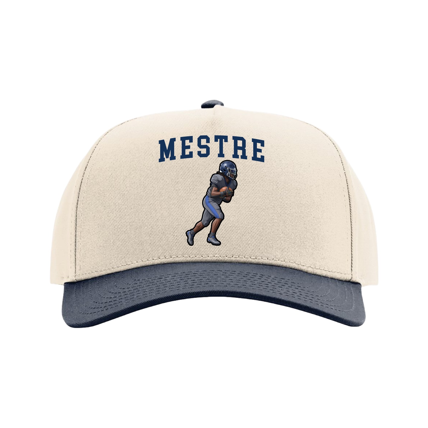 Full Fabric Five-Panel Champ Cap — Shirsey in Cream/Navy