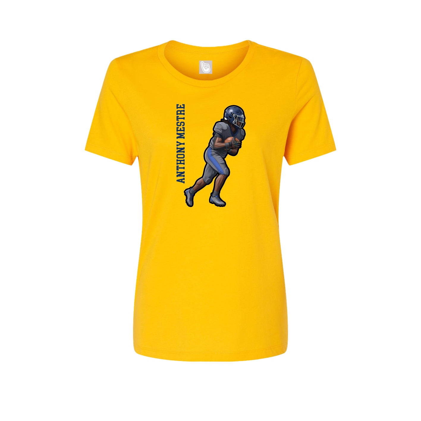 Womens Tee — Name Vertical in Gold