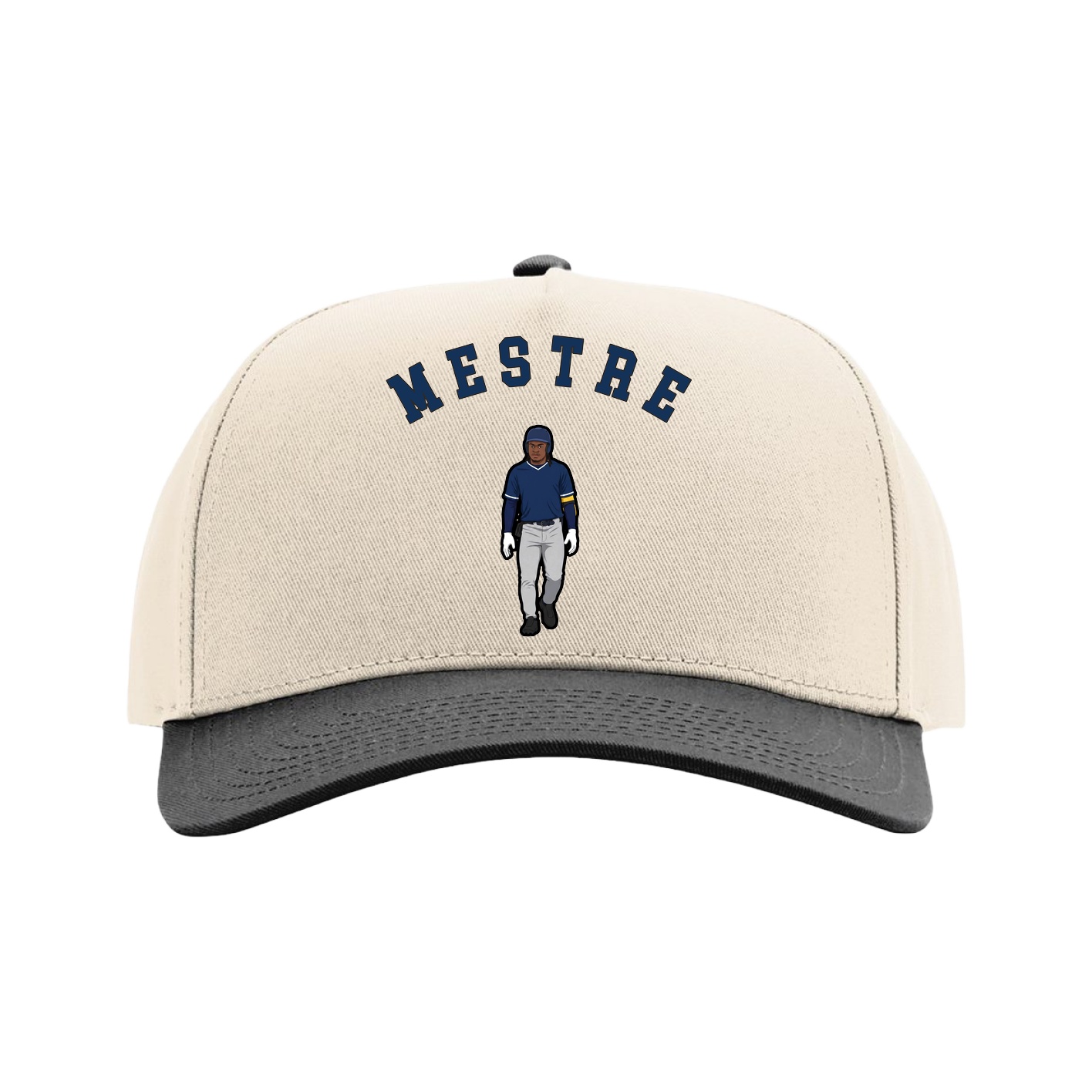 Full Fabric Five-Panel Champ Cap — Shirsey Arch in Cream/Black