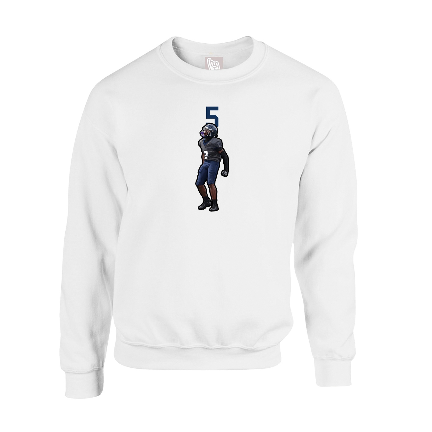 Fleece Crew — Number Top in White