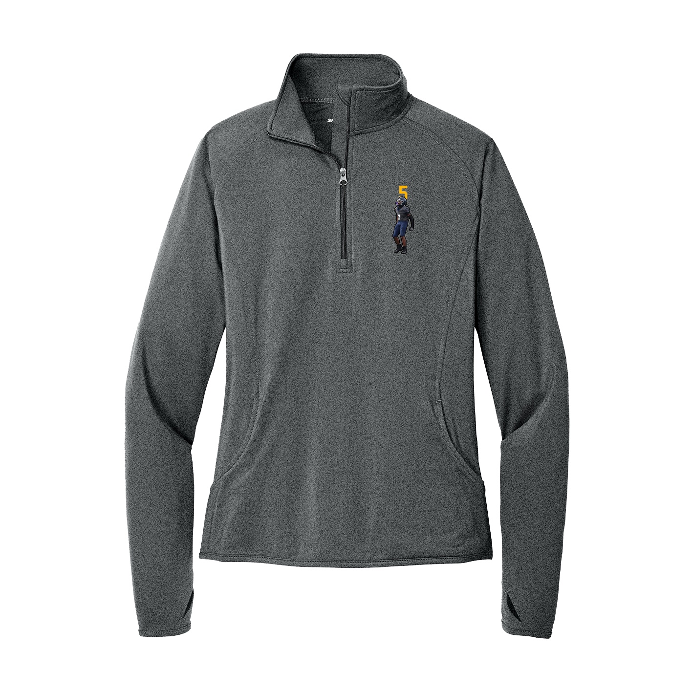 Women's Q-Zip Pullover — Number Top in Grey