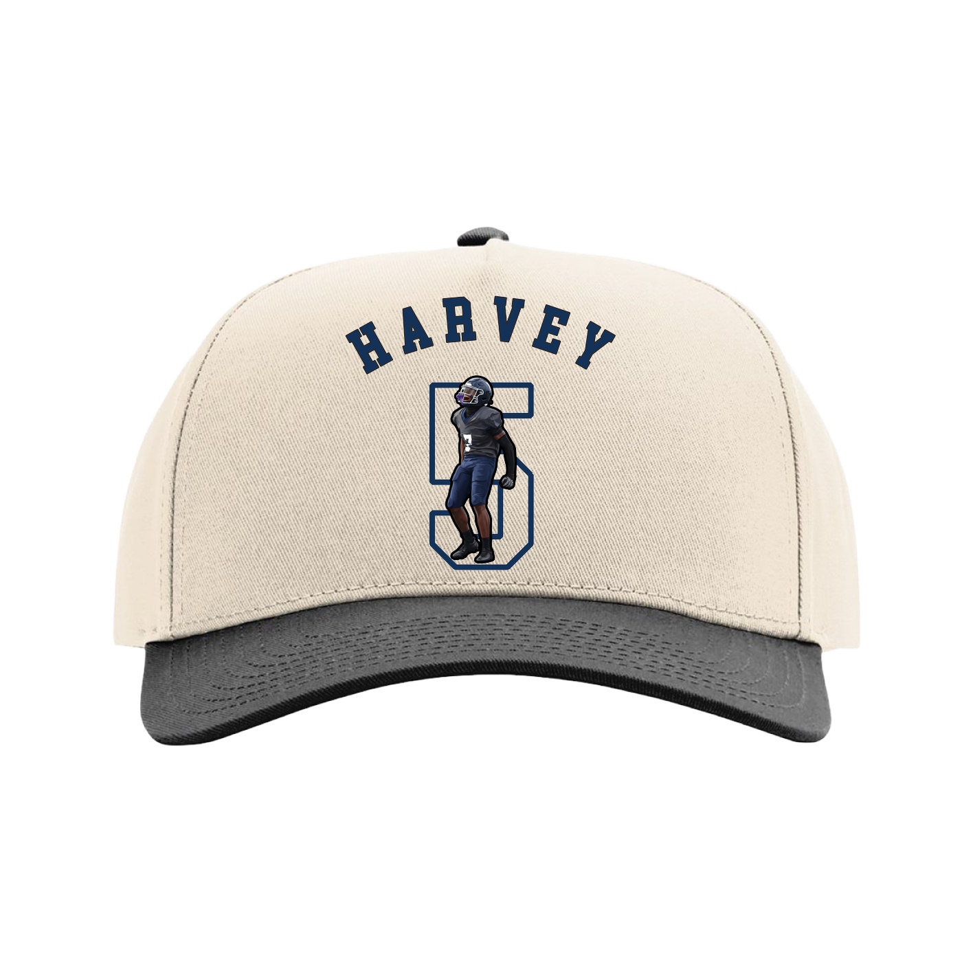 Full Fabric Five-Panel Champ Cap — Shirsey Arch in Cream/Black