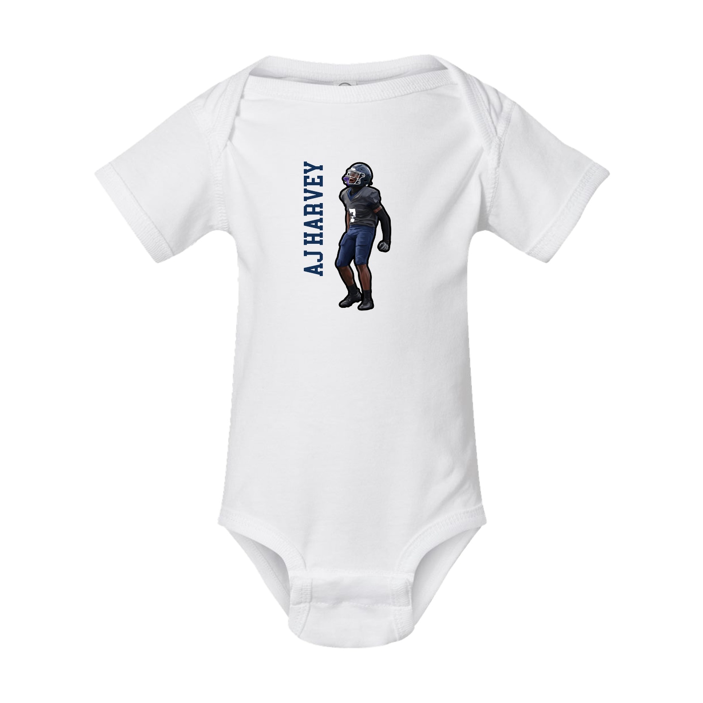 Baby Onesie — Name Vertical in White