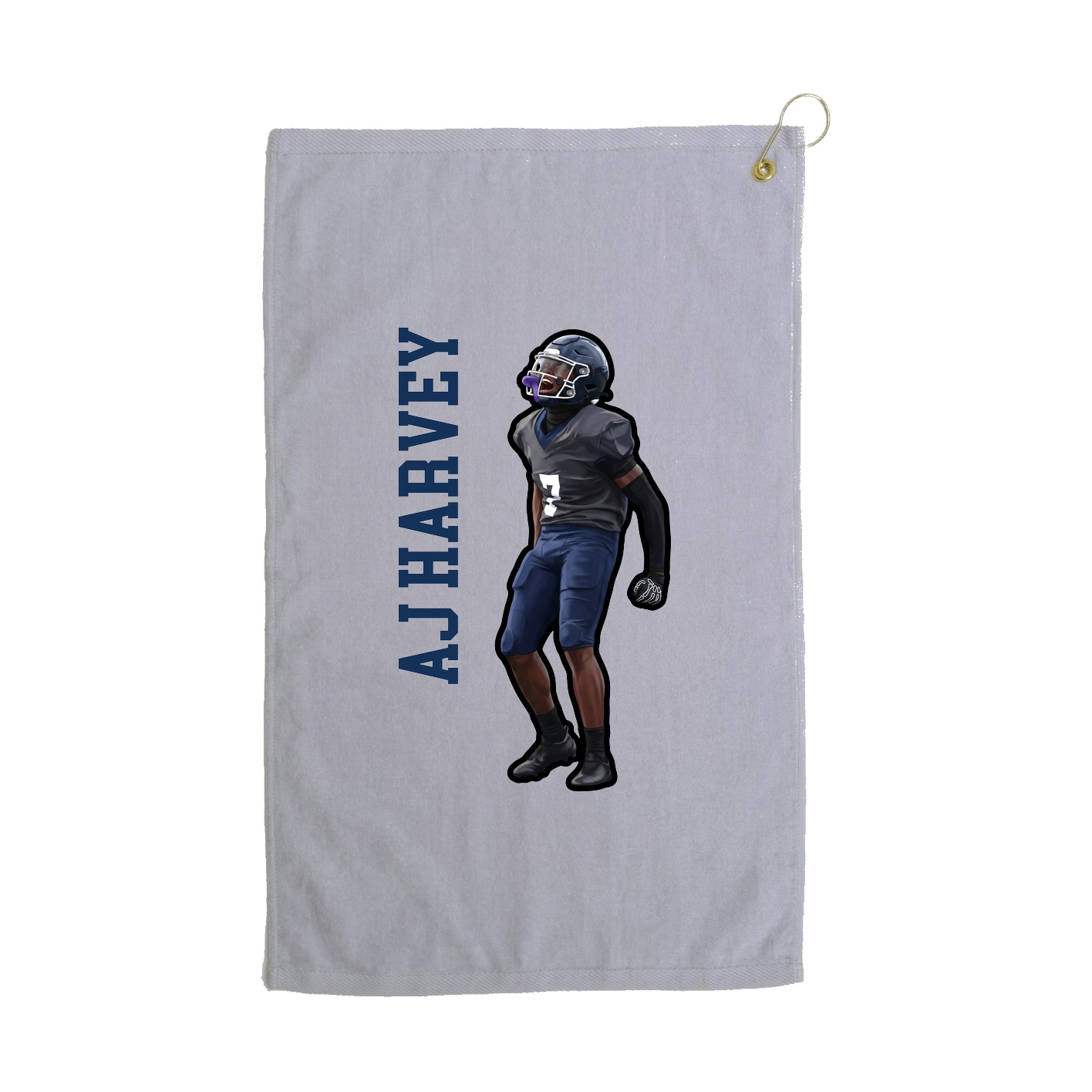 Golf Towel — Name Vertical in Grey
