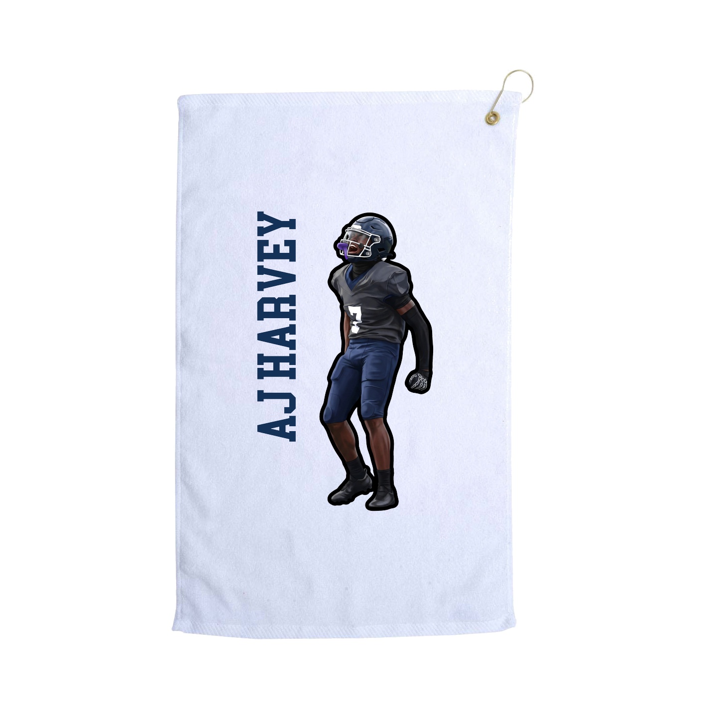 Golf Towel — Name Vertical in White