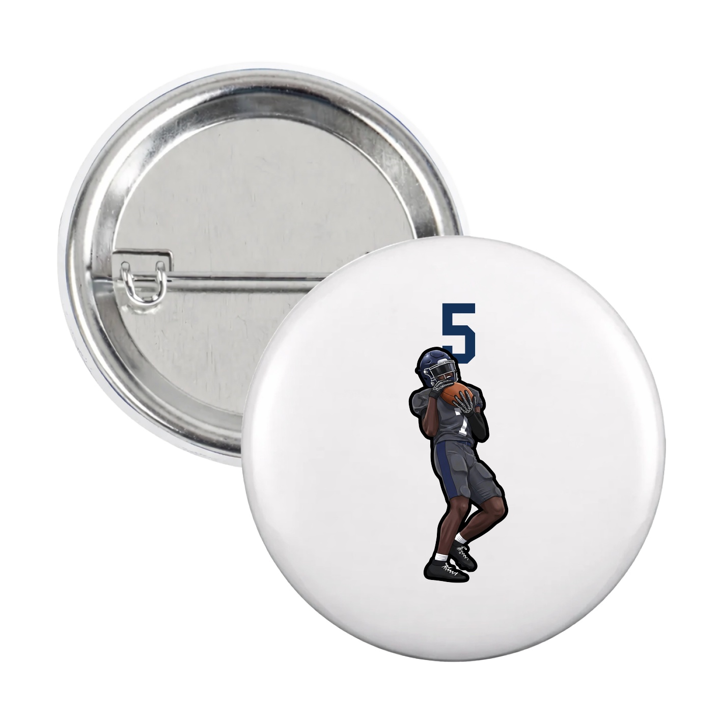 Game Day Button — Number Top in White