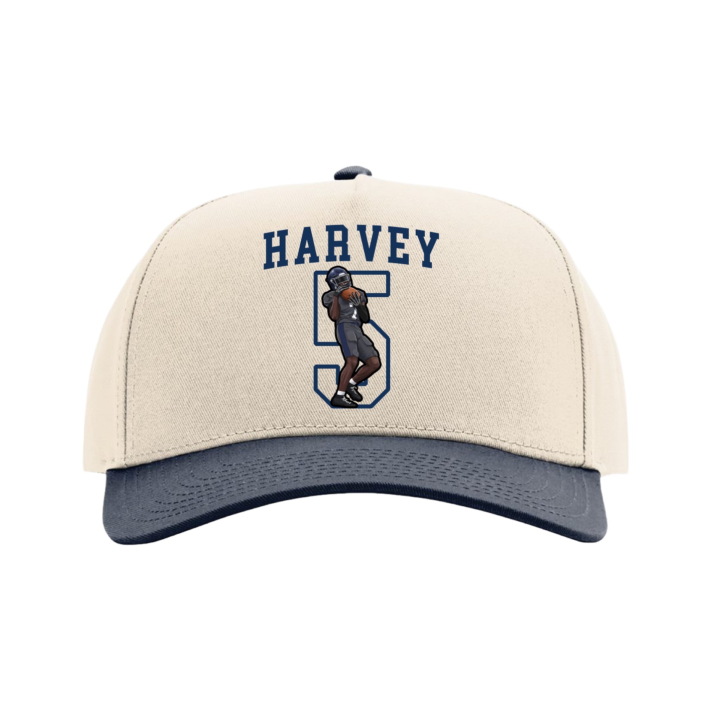 Full Fabric Five-Panel Champ Cap — Shirsey in Cream/Navy