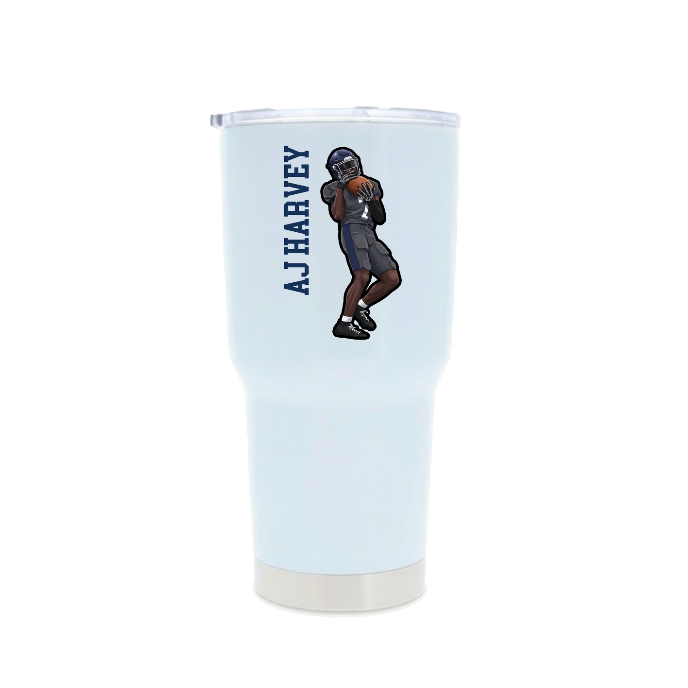 30oz Stainless Steel Tumbler — Name Vertical in White