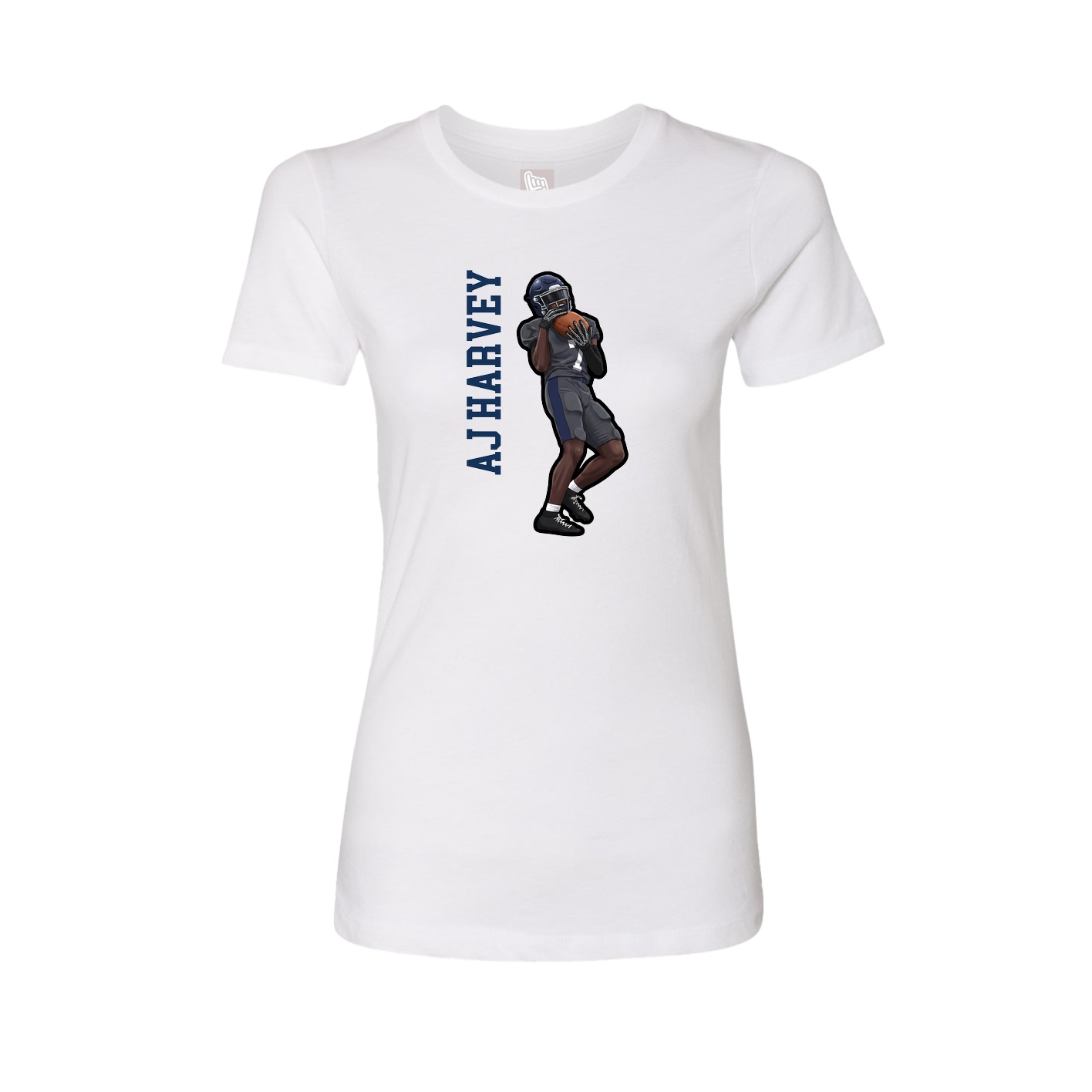 Womens Tee — Name Vertical in White
