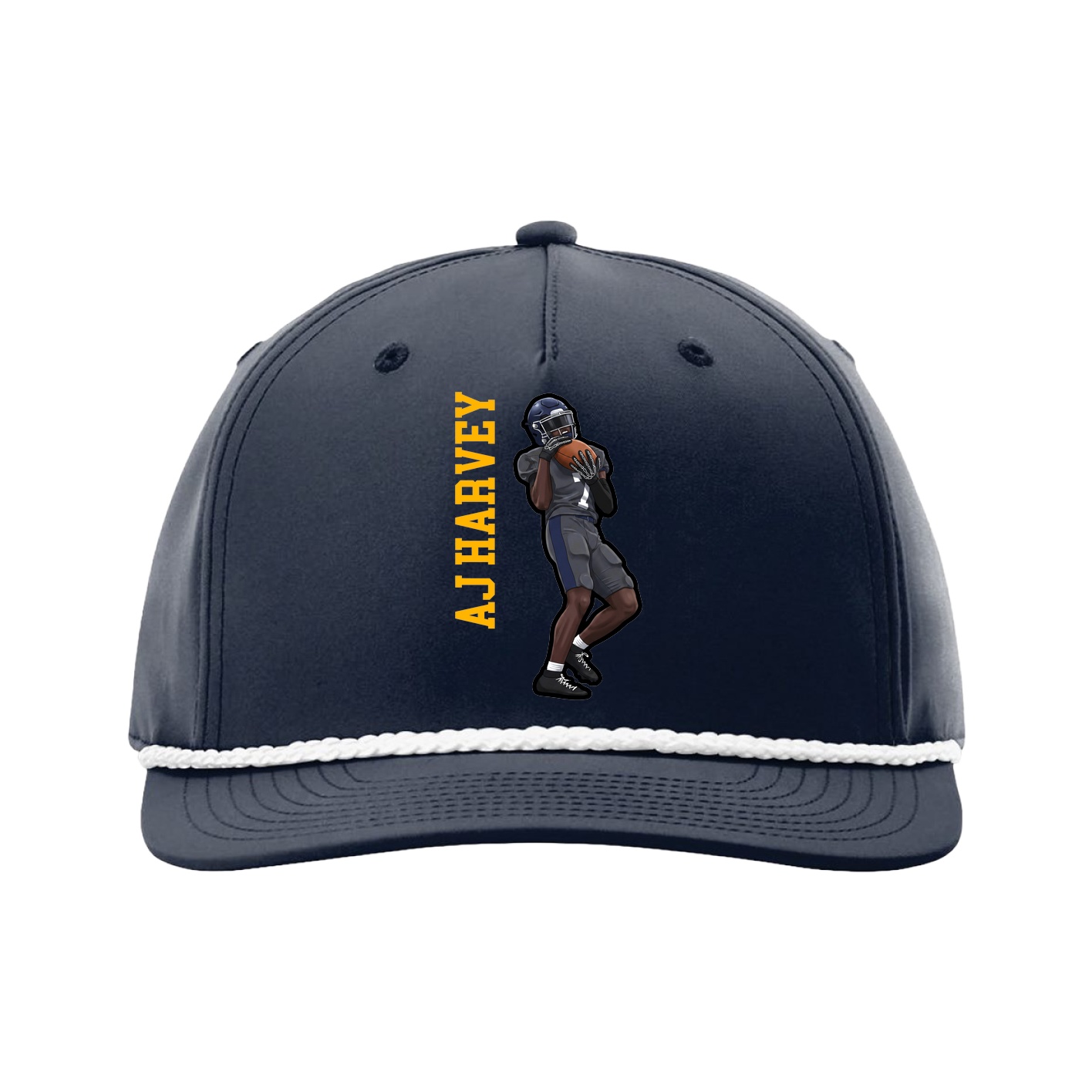 Five-Panel Classic Rope Cap — Name Vertical in Navy