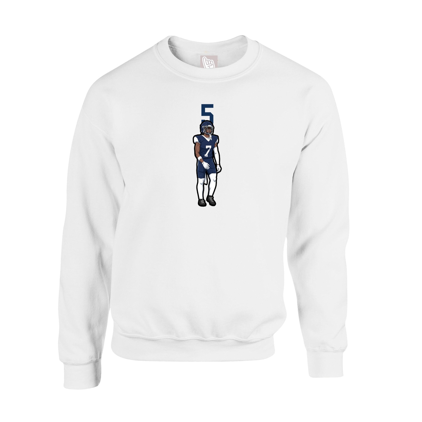 Fleece Crew — Number Top in White