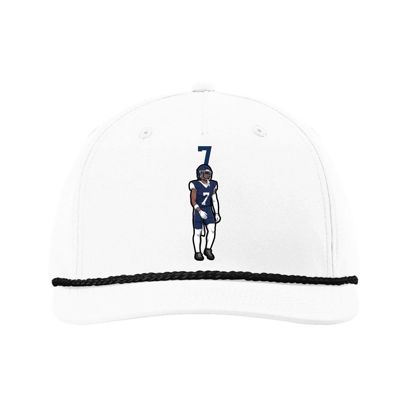 Five-Panel Classic Rope Cap — Number Top in White