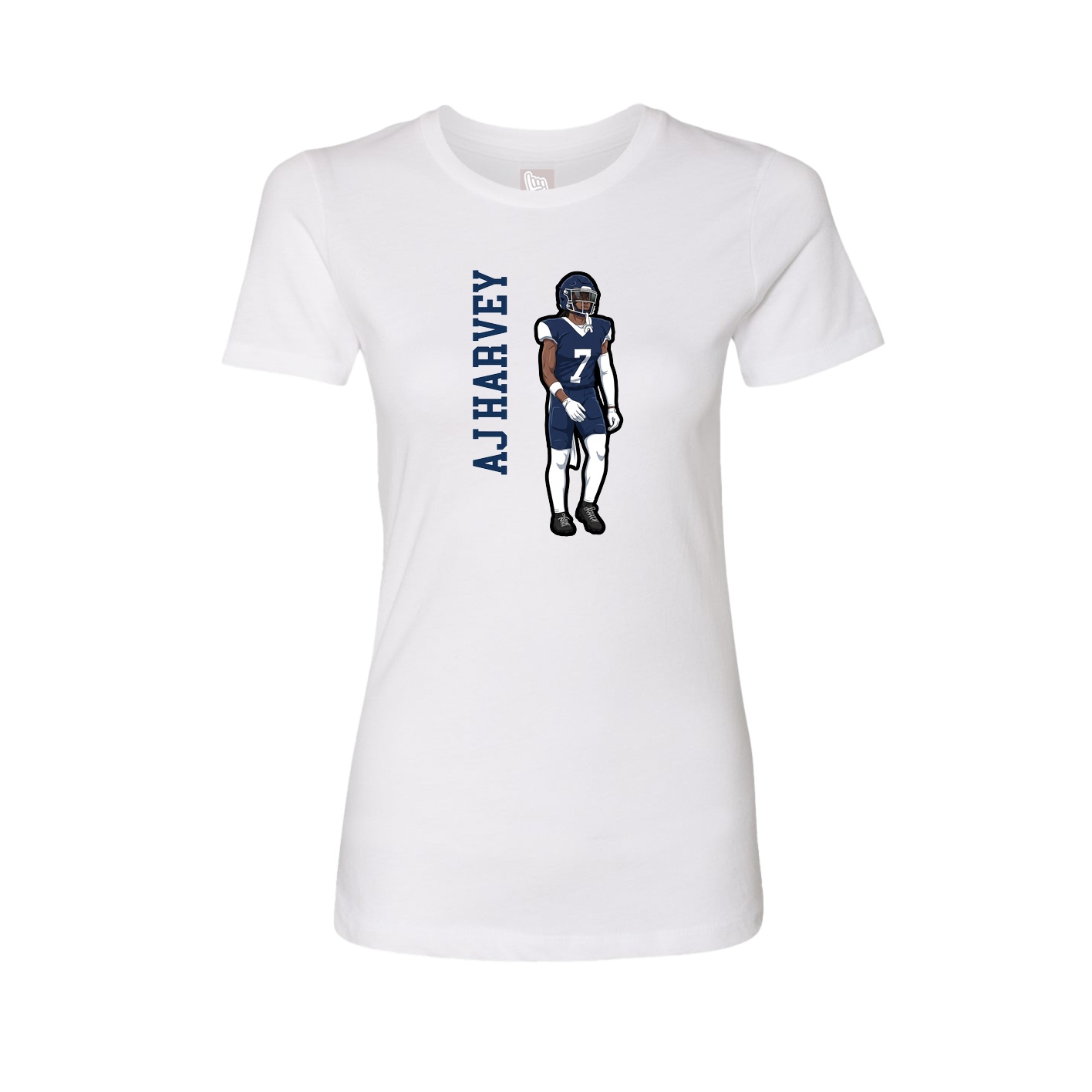 Womens Tee — Name Vertical in White