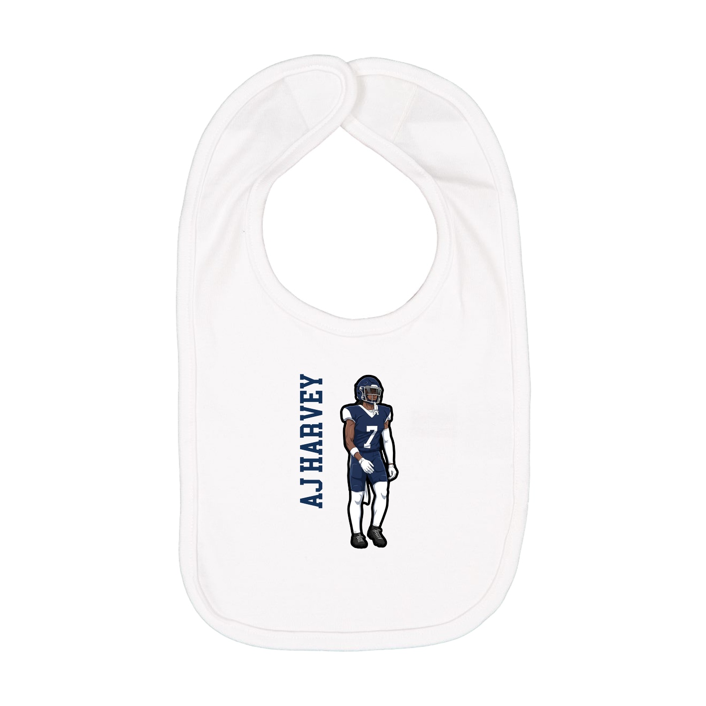 Infant Bib — Name Vertical in White