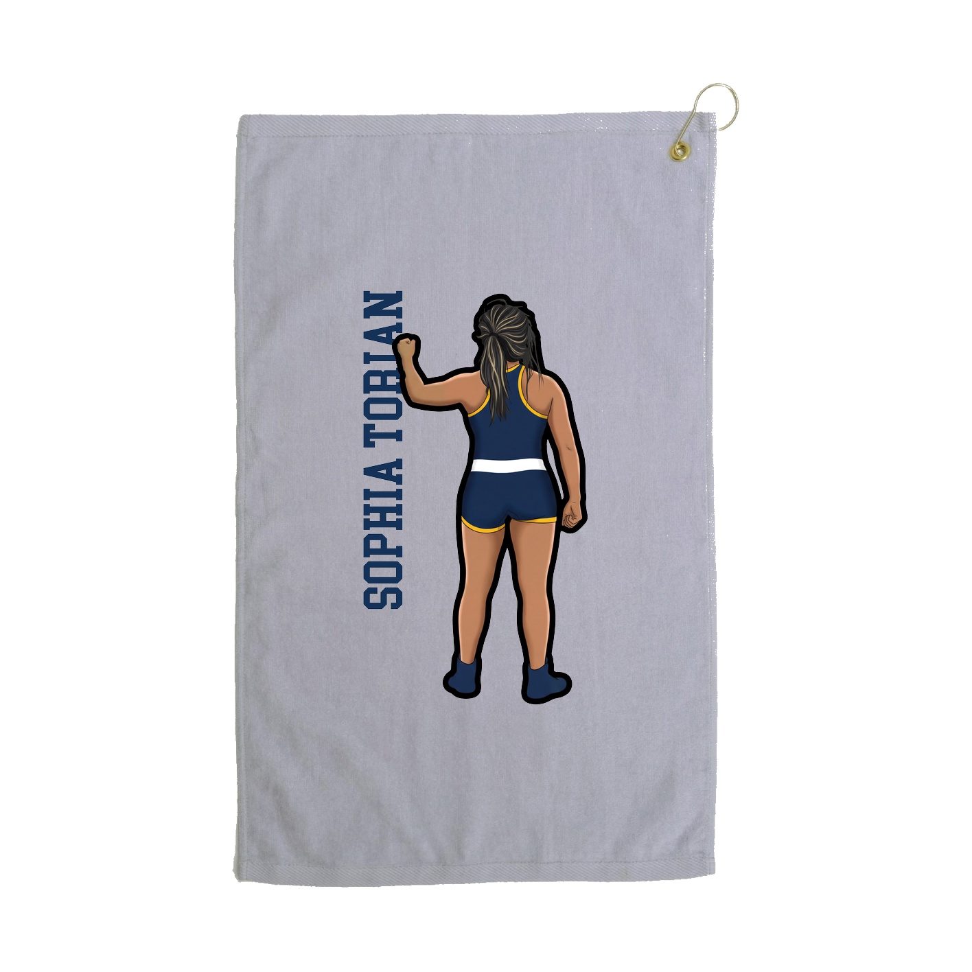 Golf Towel — Name Vertical in Grey