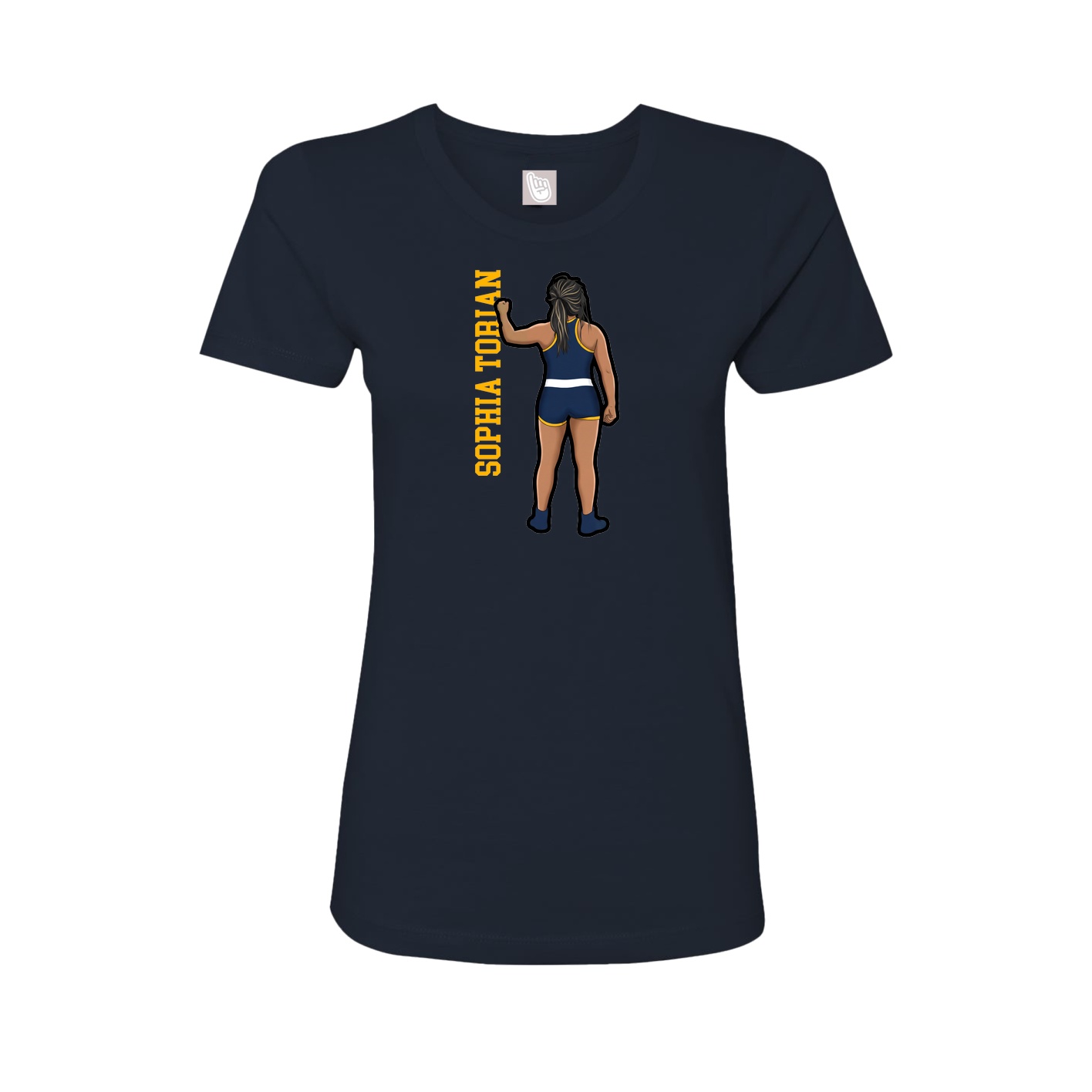 Fitted Women's Tee — Name Vertical in Navy