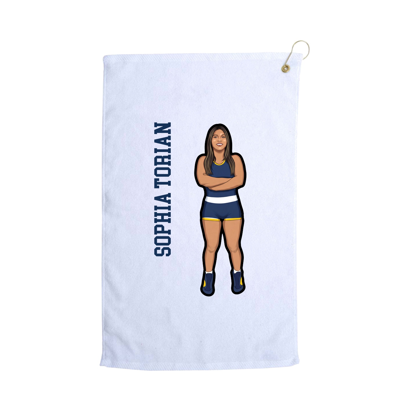 Golf Towel — Name Vertical in White