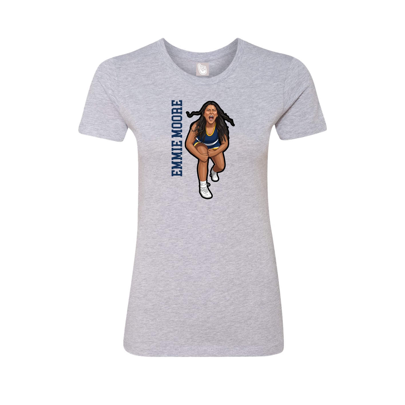 Fitted Women's Tee — Name Vertical in Grey
