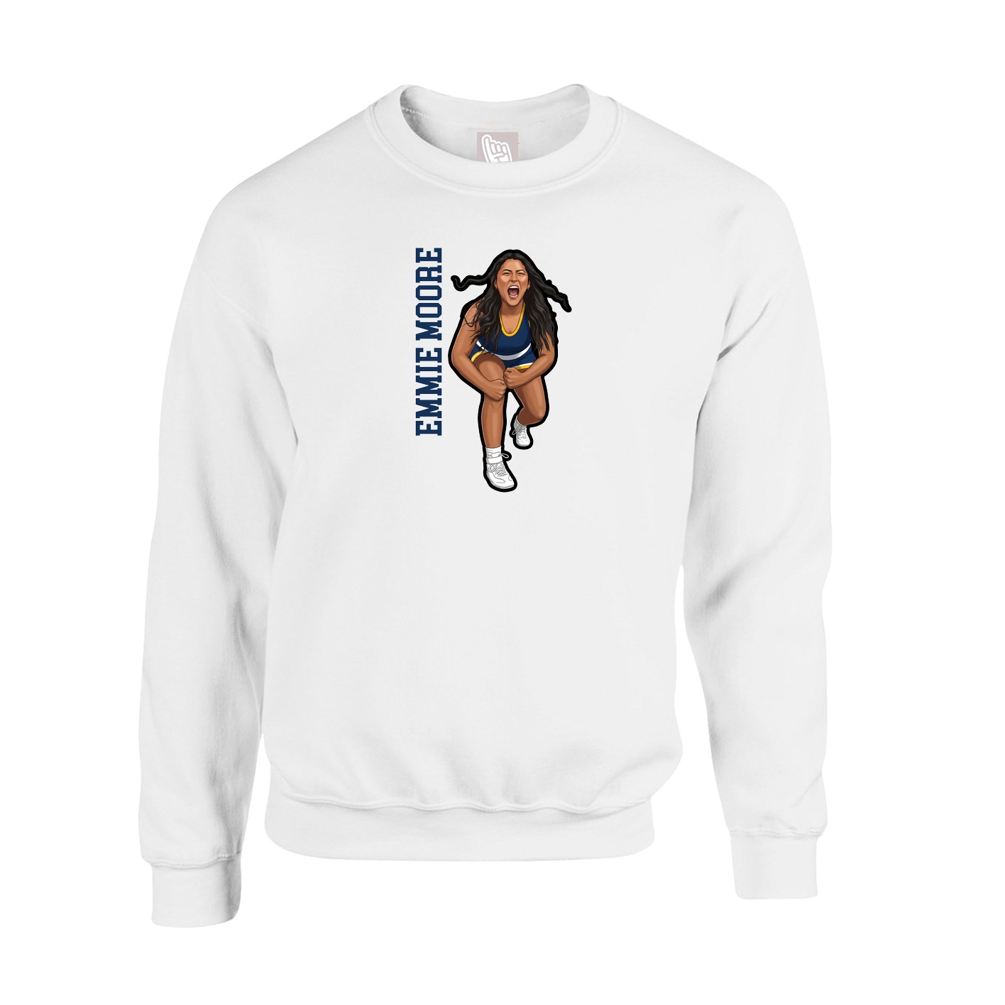 Fleece Crew — Name Vertical in White