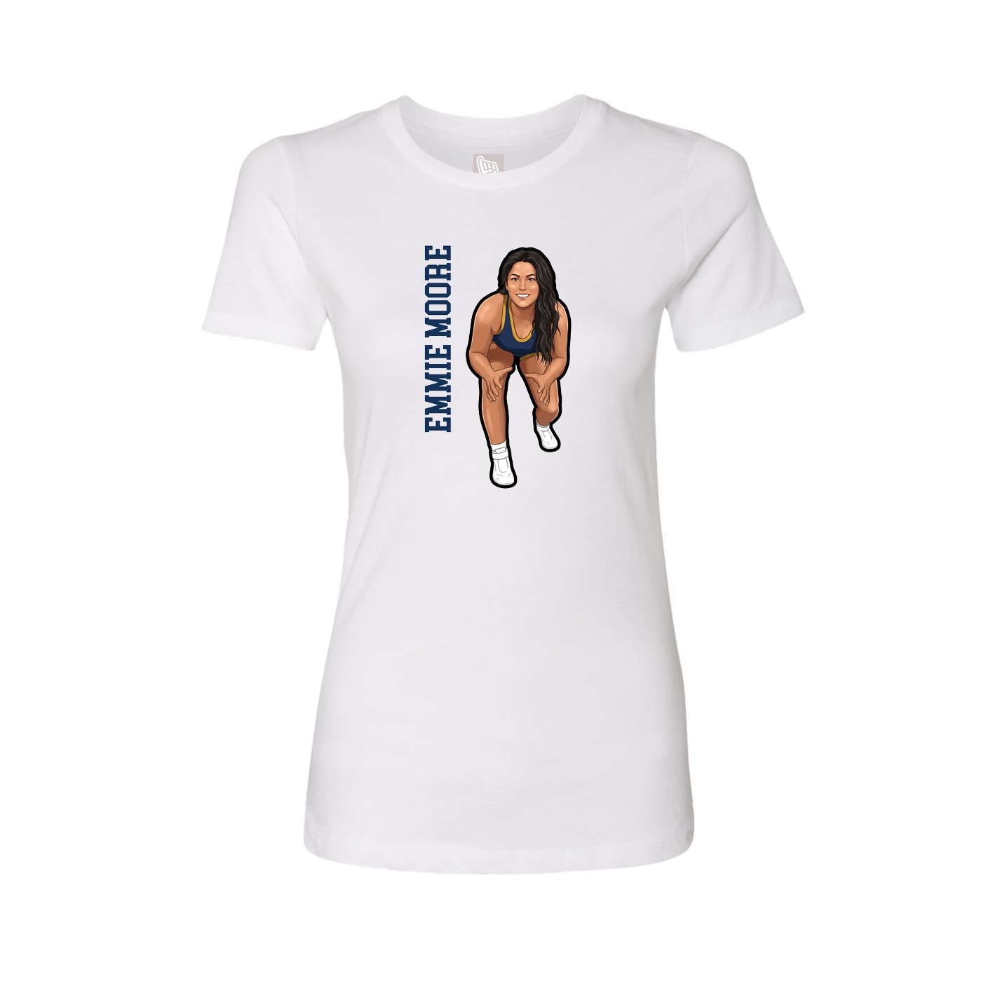 Fitted Women's Tee — Name Vertical in White