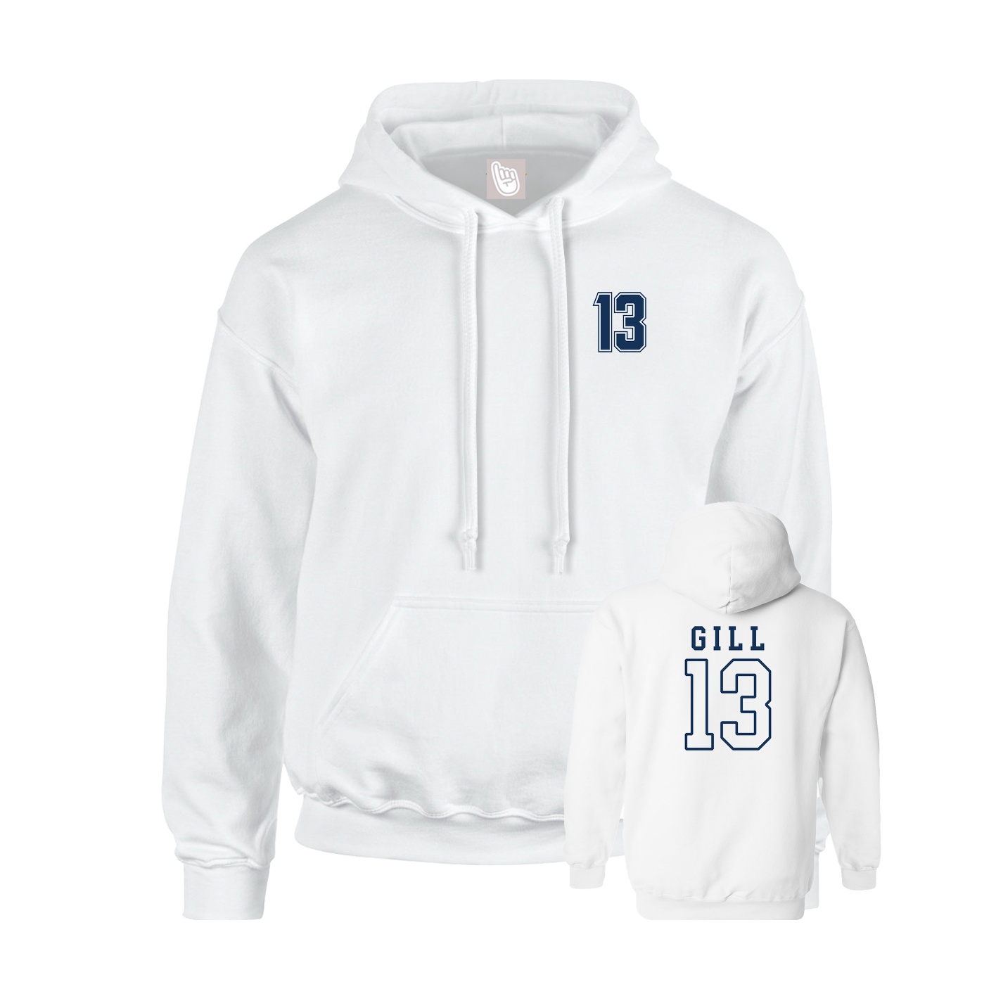 Youth Hoodie — Chest Back in White