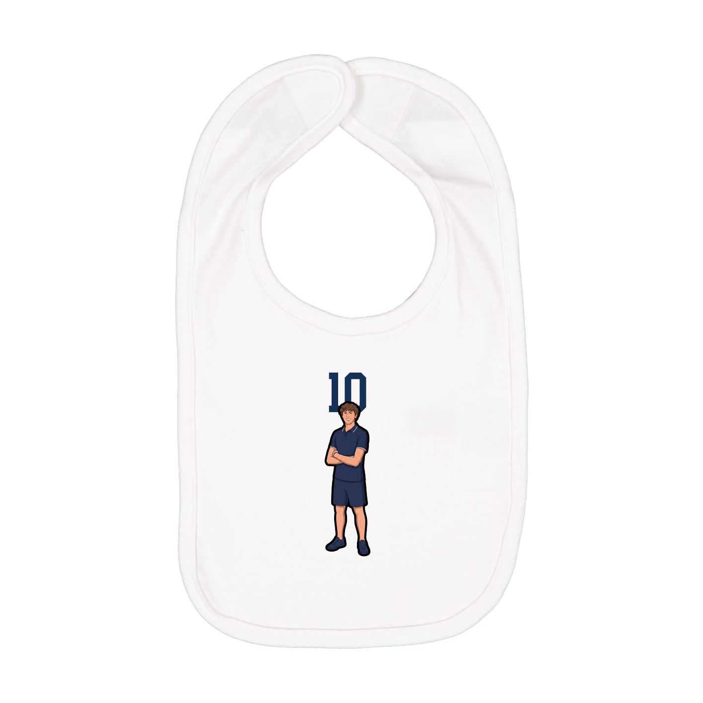 Infant Bib — Number Top in White