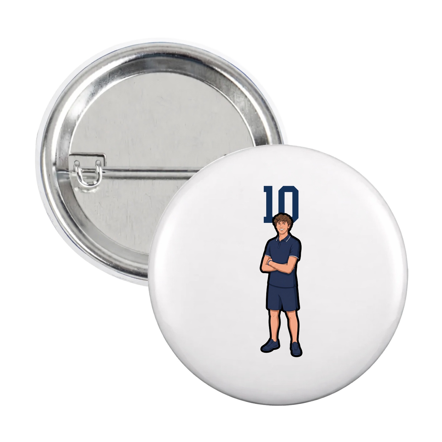 Game Day Button — Number Top in White