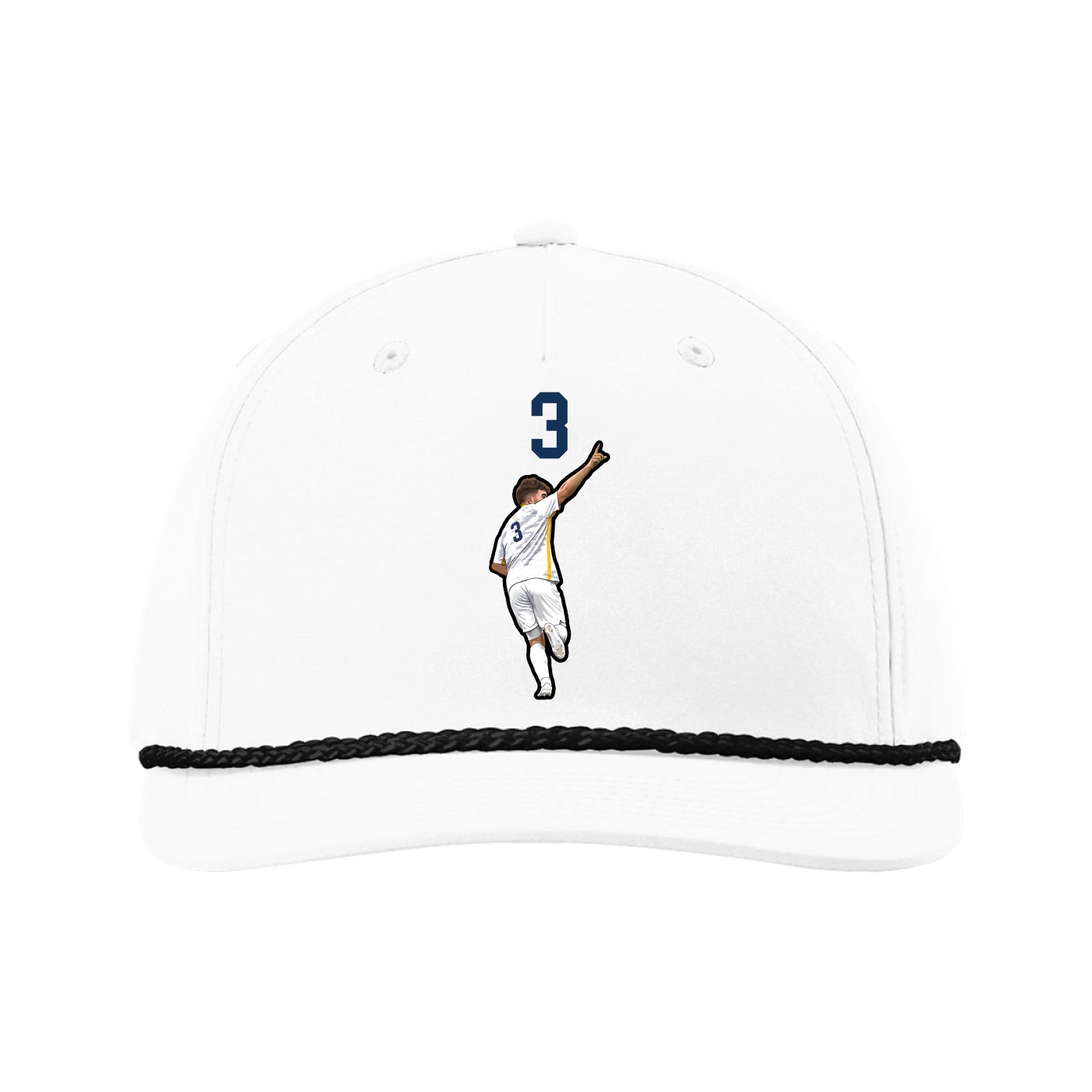 Five-Panel Classic Rope Cap — Number Top in White