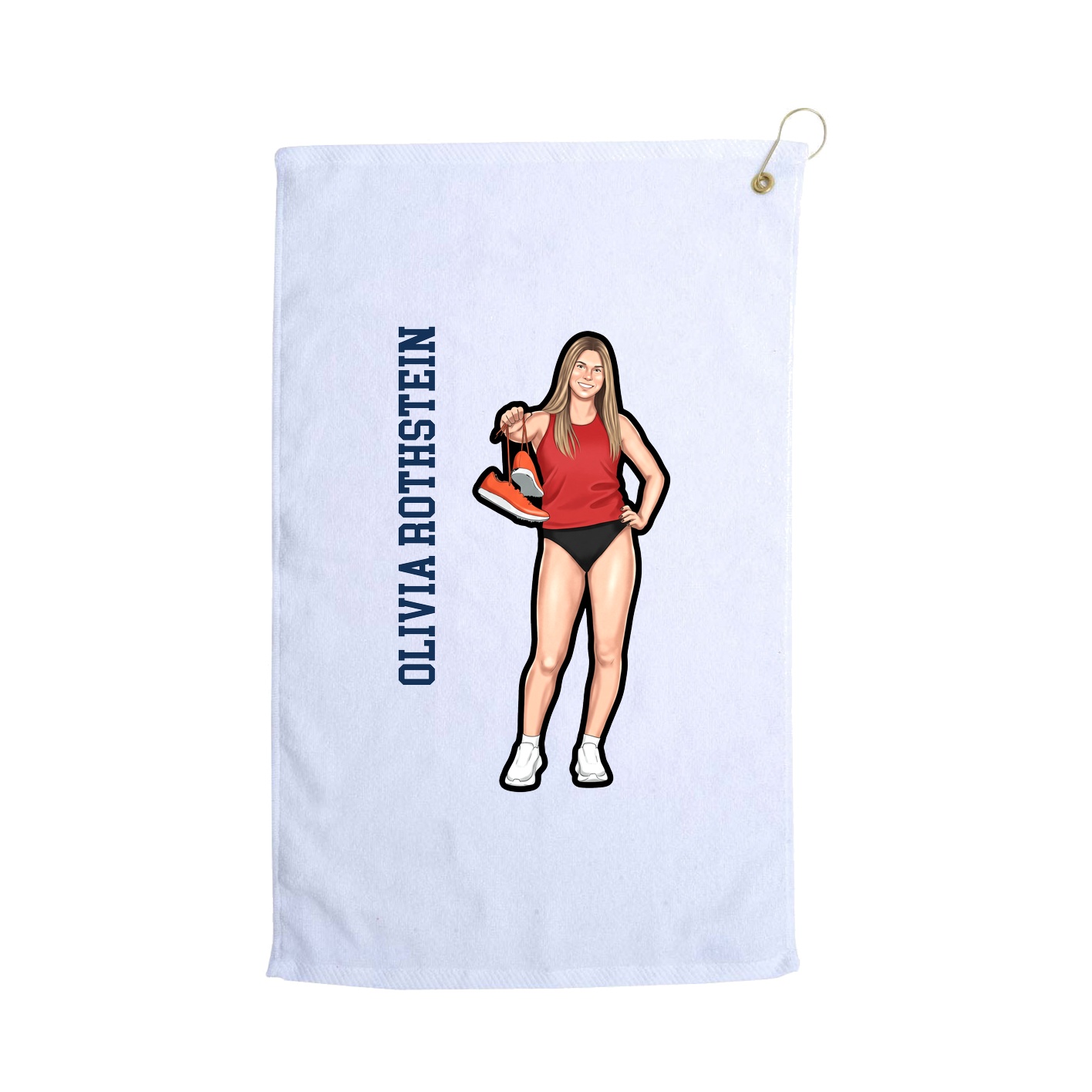 Golf Towel — Name Vertical in White