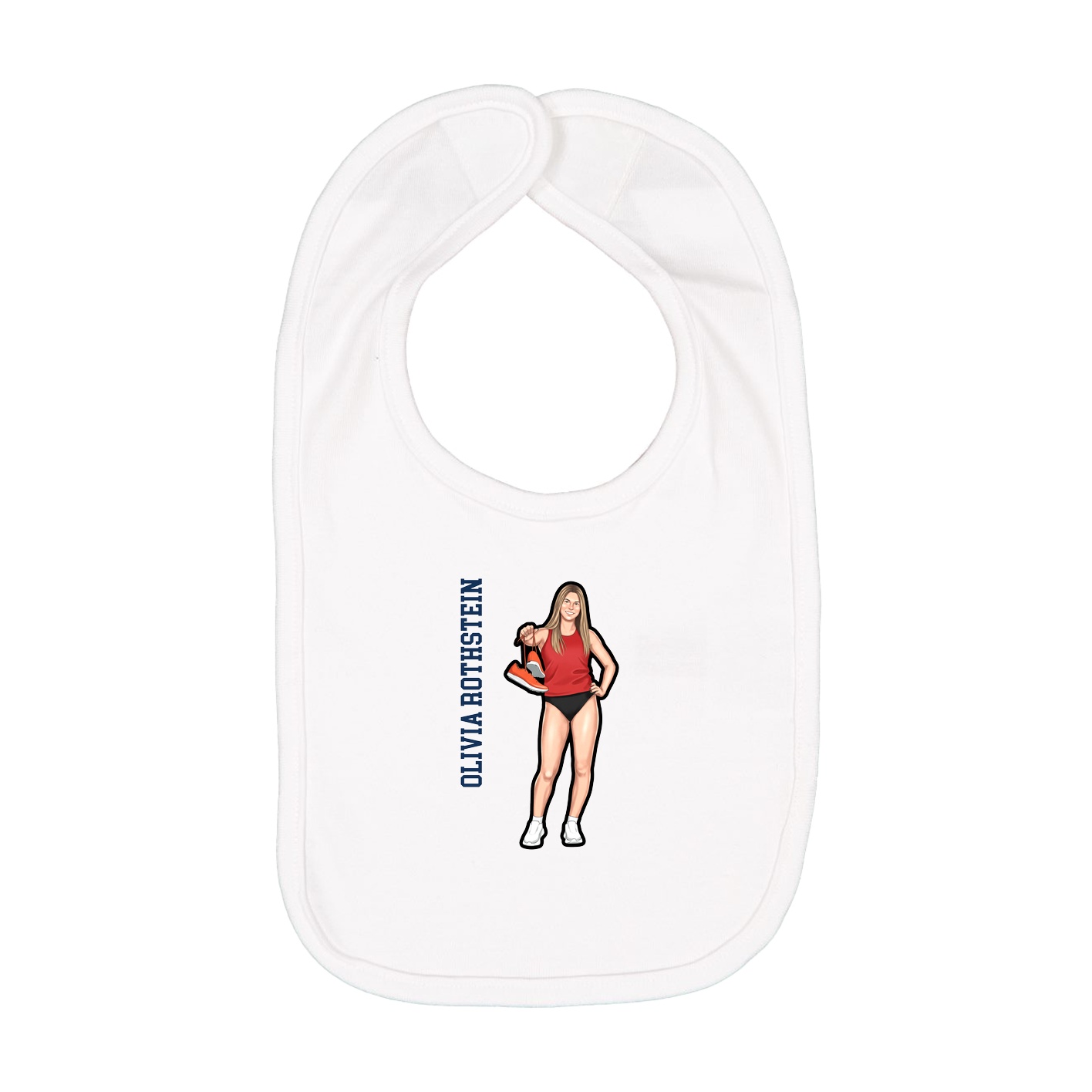 Infant Bib — Name Vertical in White