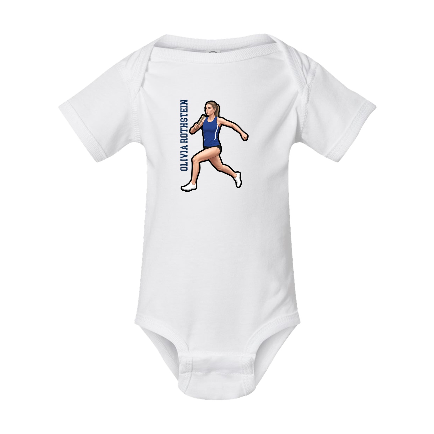 Baby Onesie — Name Vertical in White