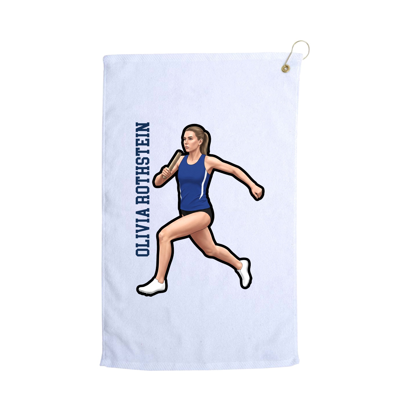 Golf Towel — Name Vertical in White