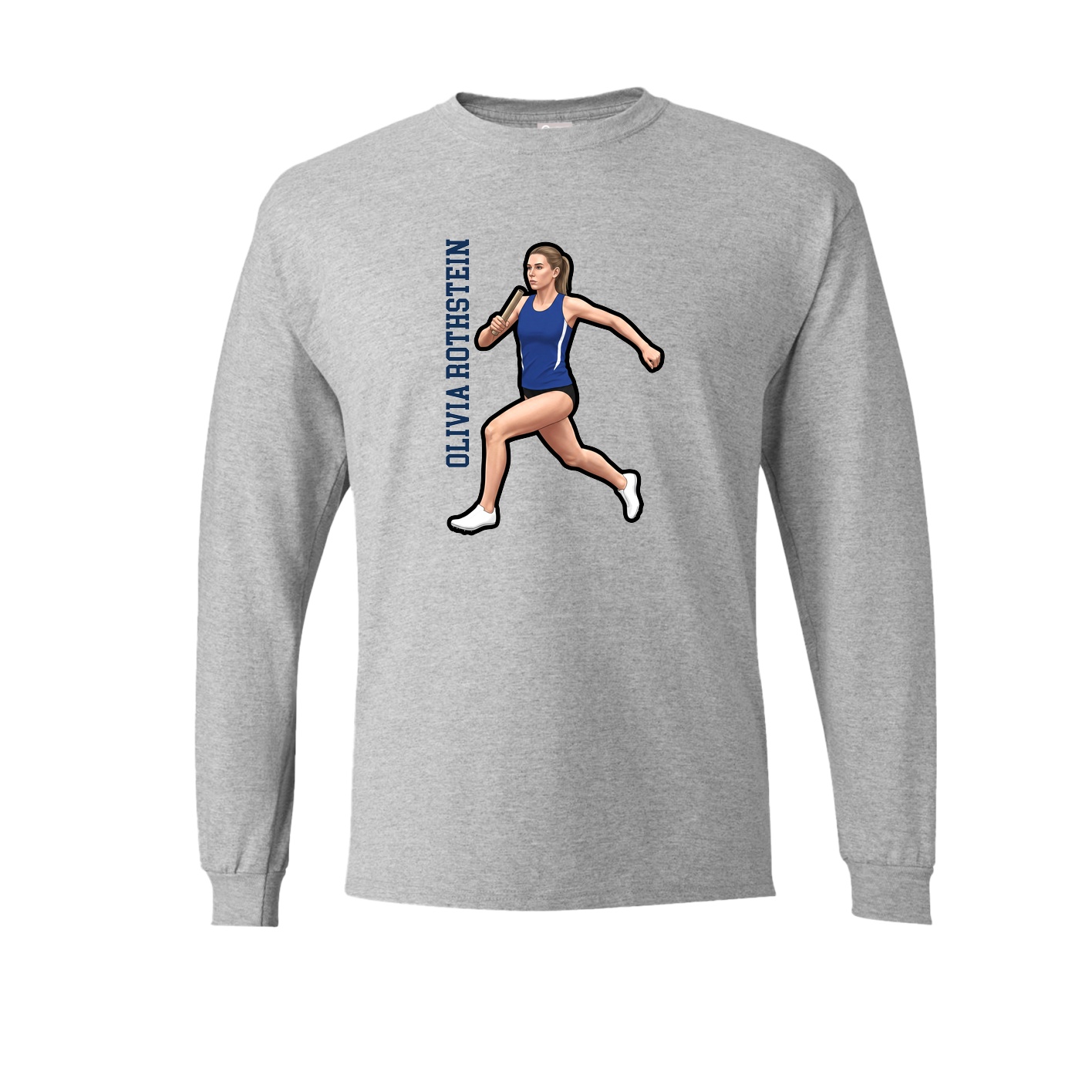 Long Sleeve Tee — Name Vertical in Grey