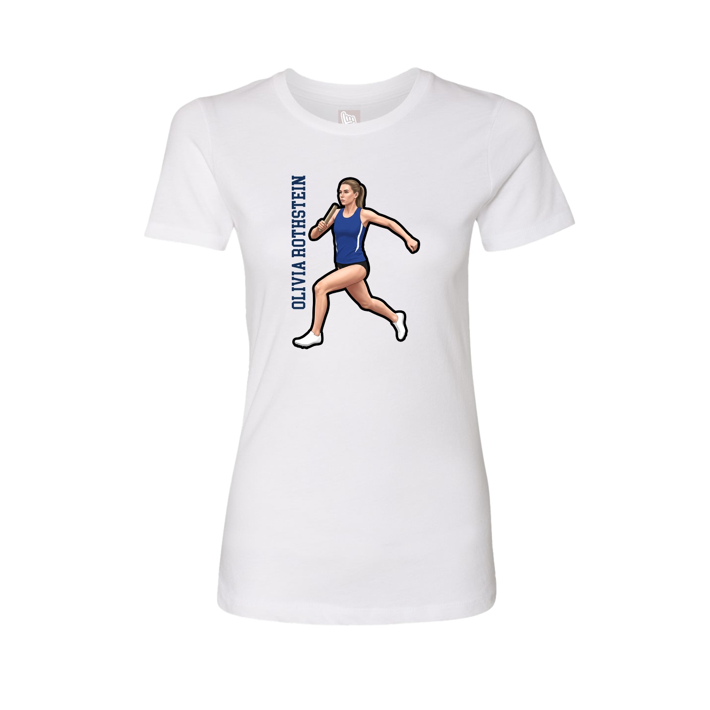 Fitted Women's Tee — Name Vertical in White