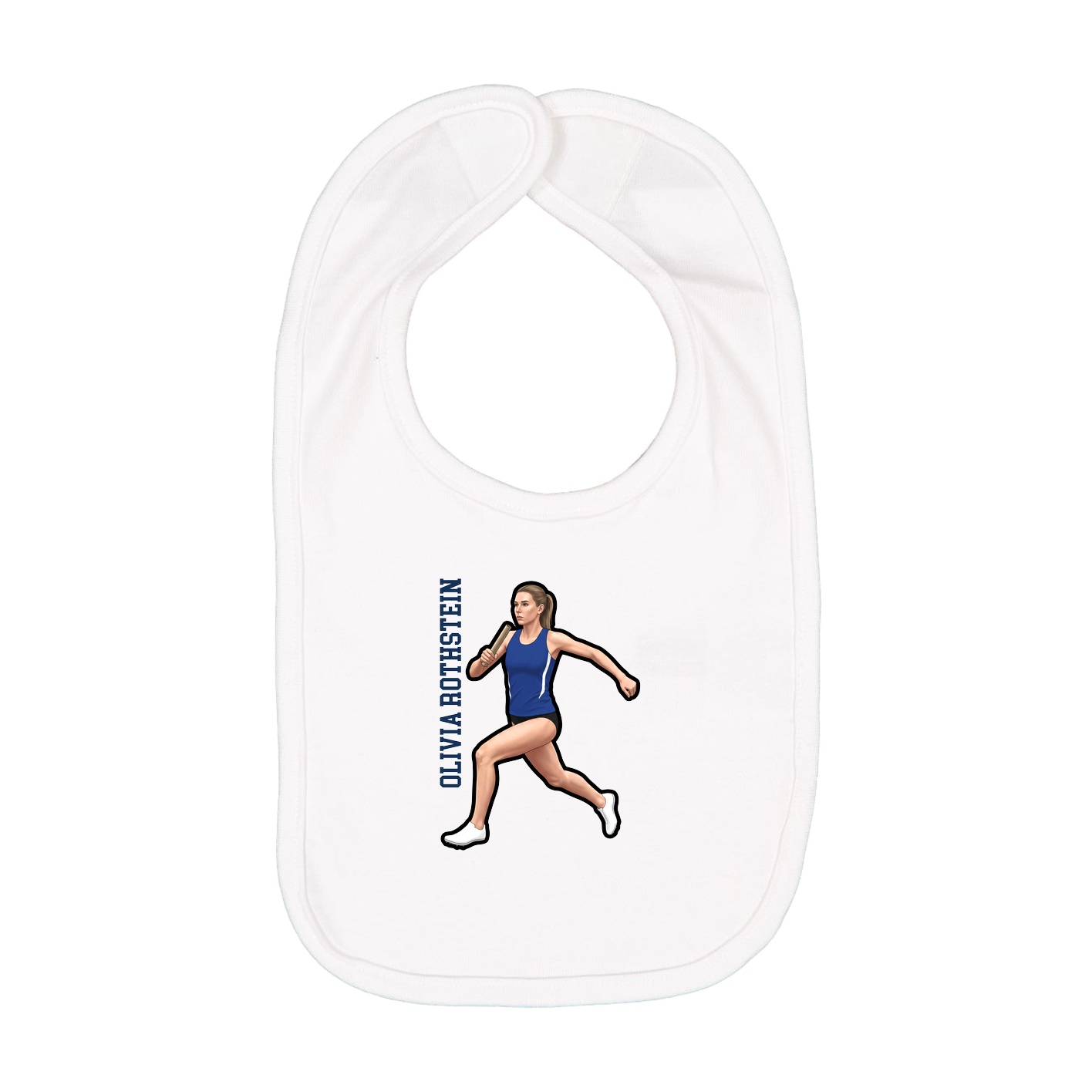 Infant Bib — Name Vertical in White