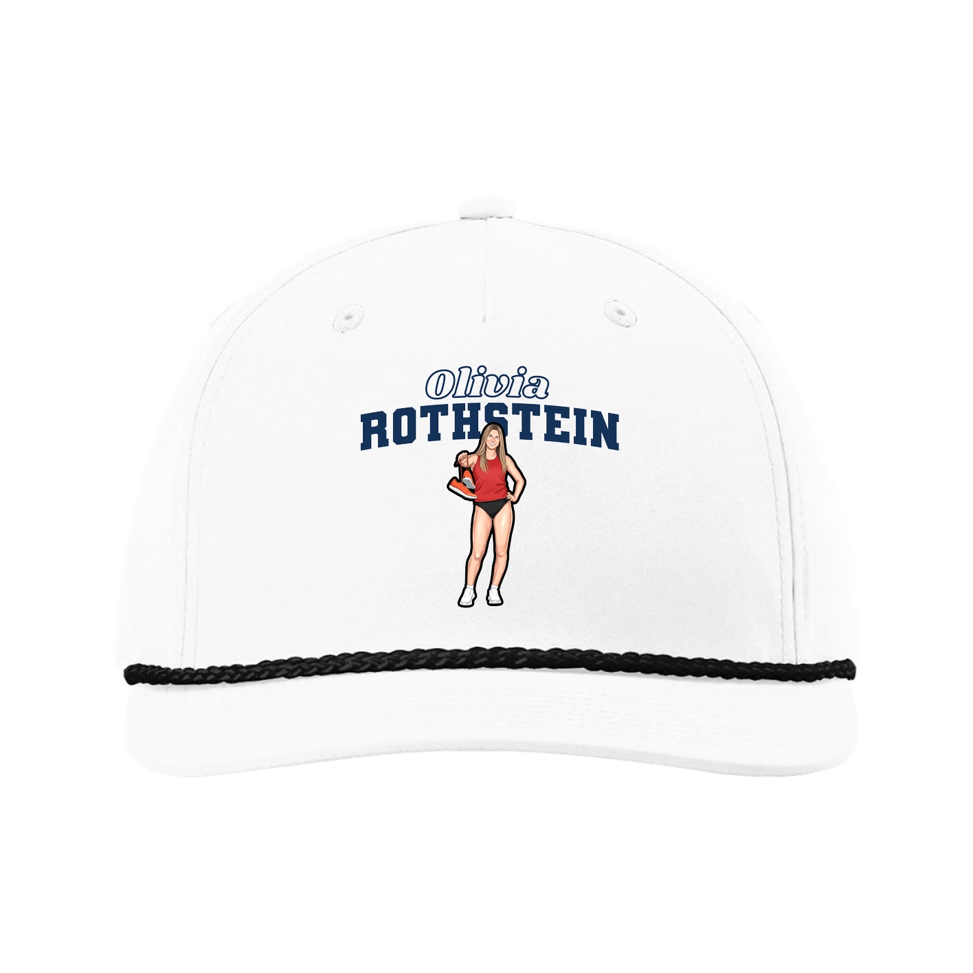 Five-Panel Classic Rope Cap — Name Arch in White