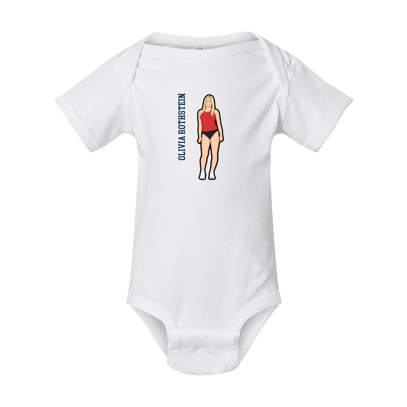 Baby Onesie — Name Vertical in White