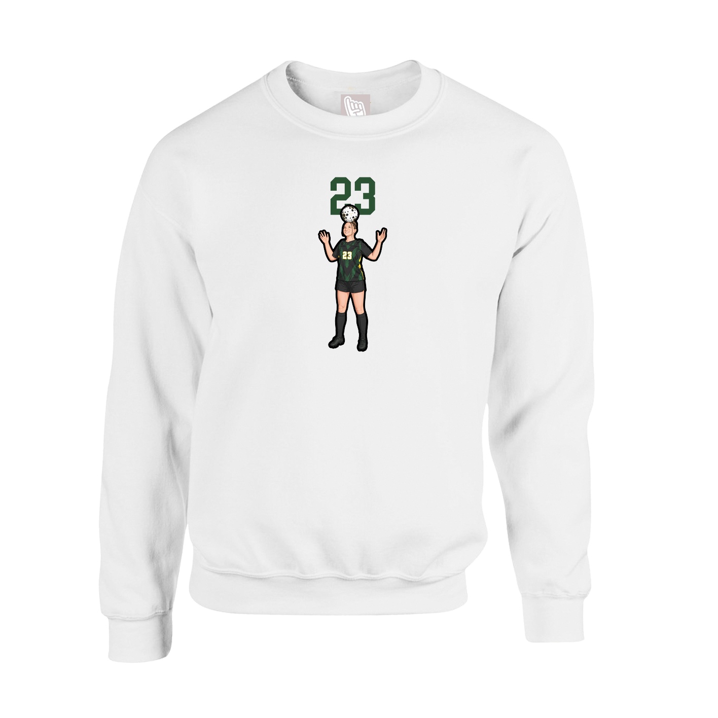 Fleece Crew — Number Top in White