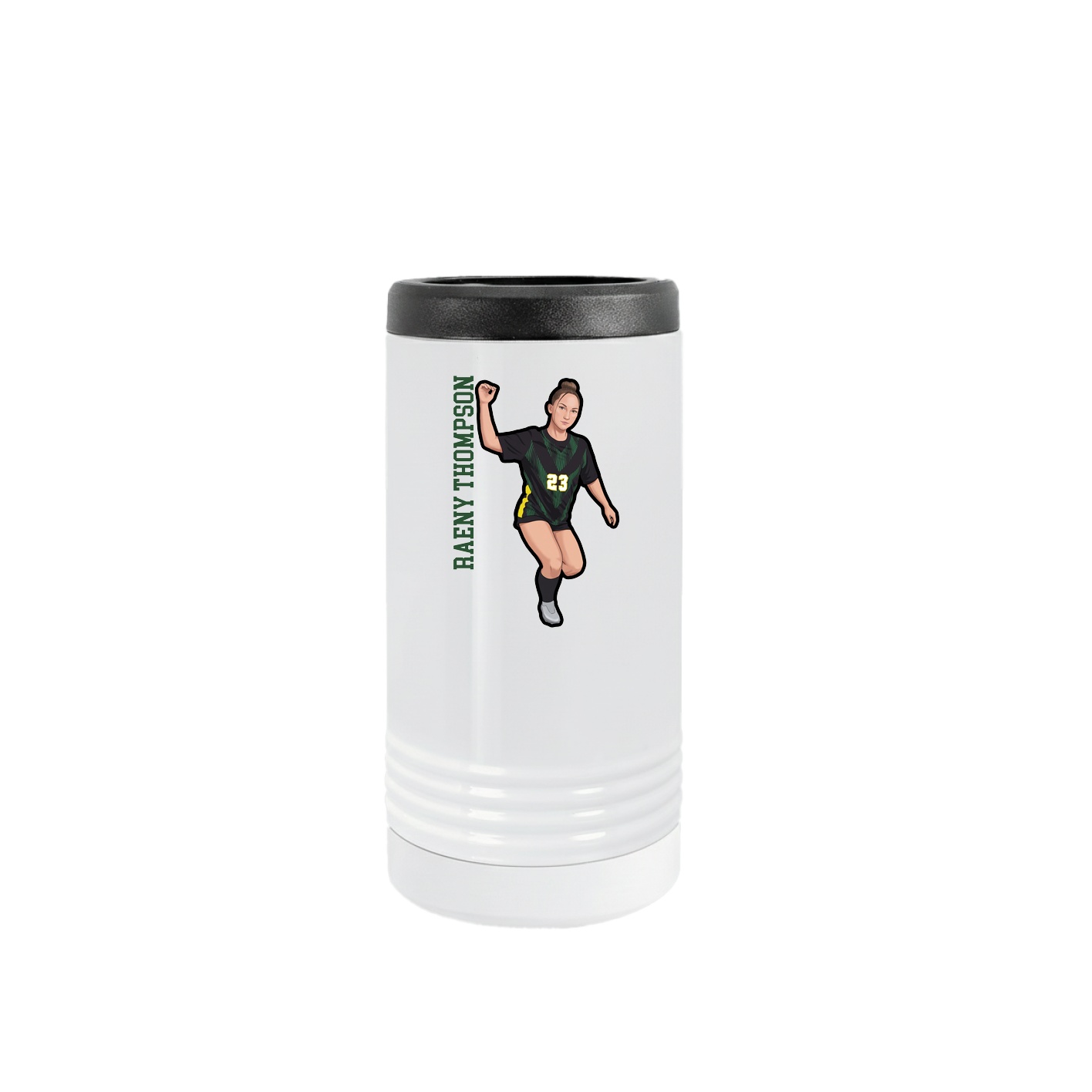 Slim Beverage Holder — Name Vertical in White