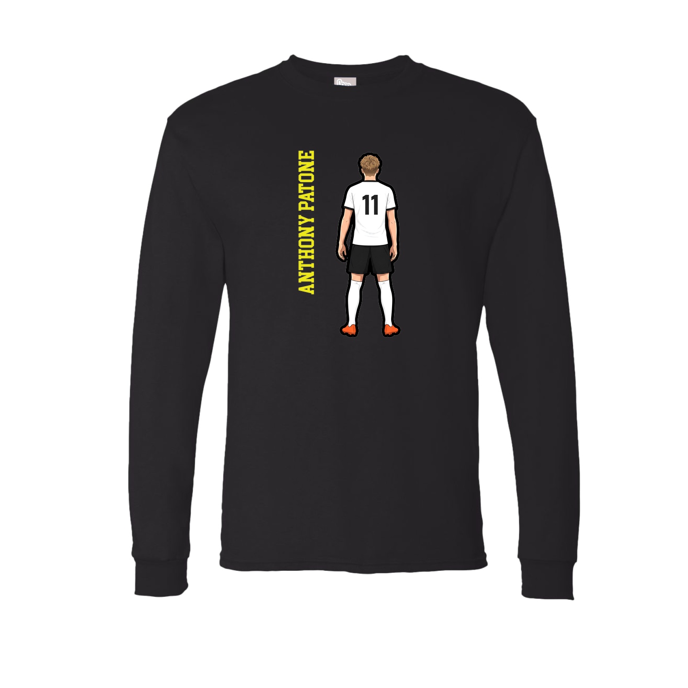 Long Sleeve Tee — Name Vertical in Black