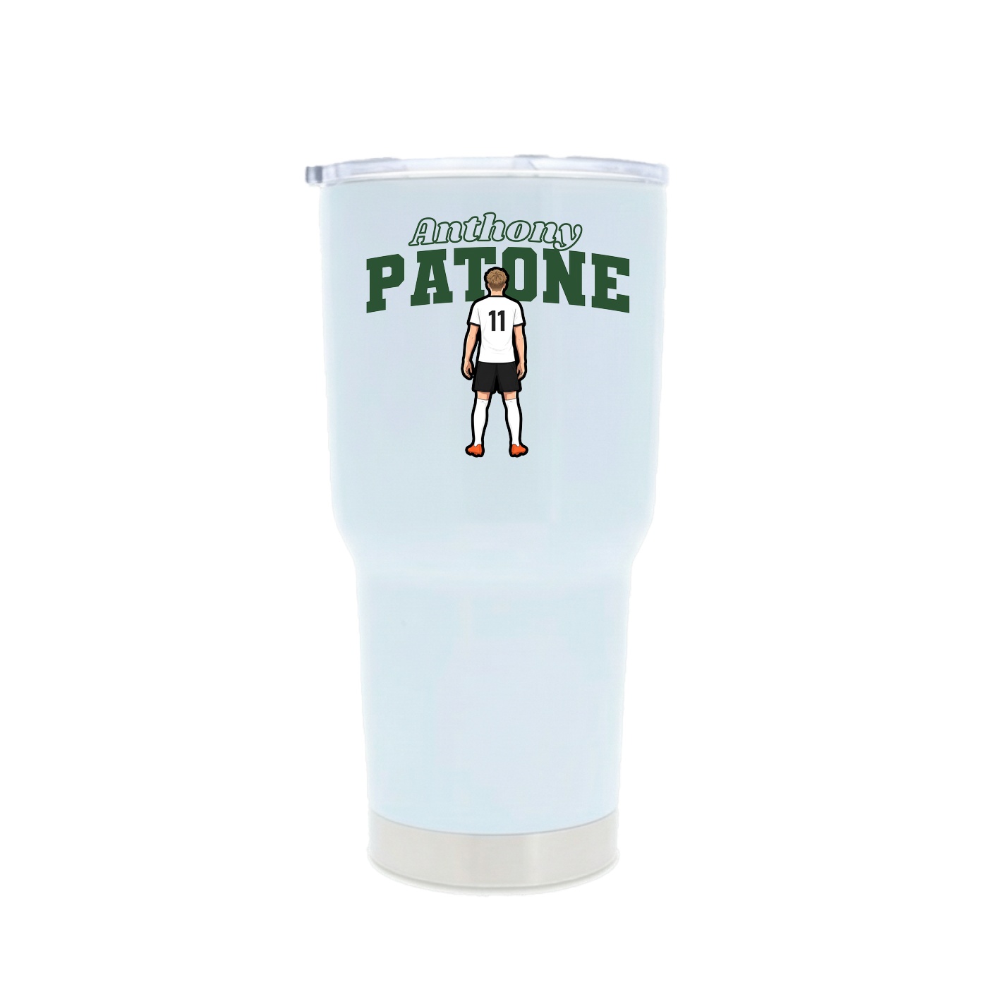 30oz Stainless Steel Tumbler — Name Arch in White