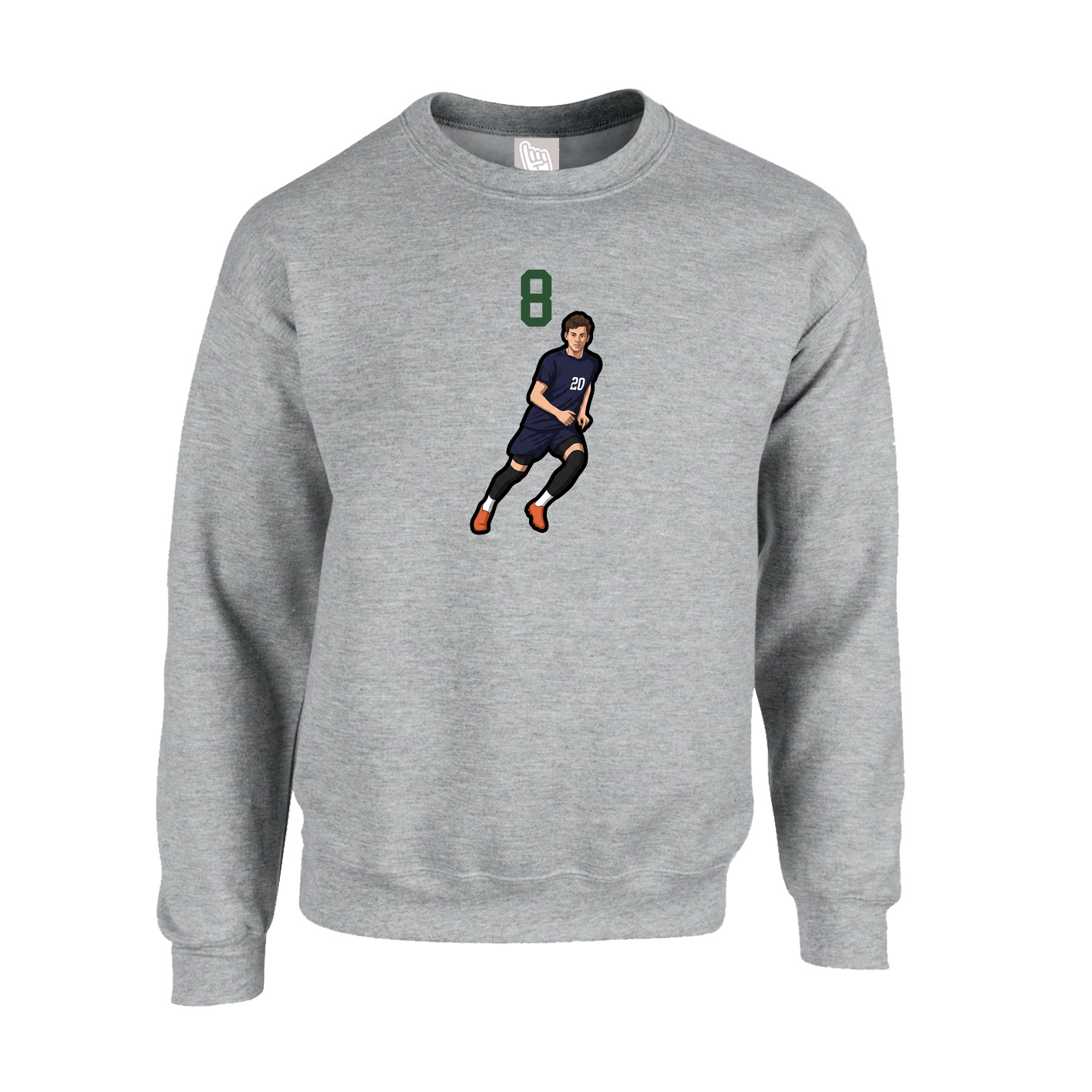 Fleece Crew — Number Top in Grey
