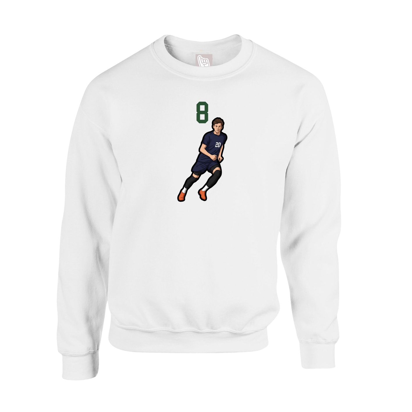Fleece Crew — Number Top in White