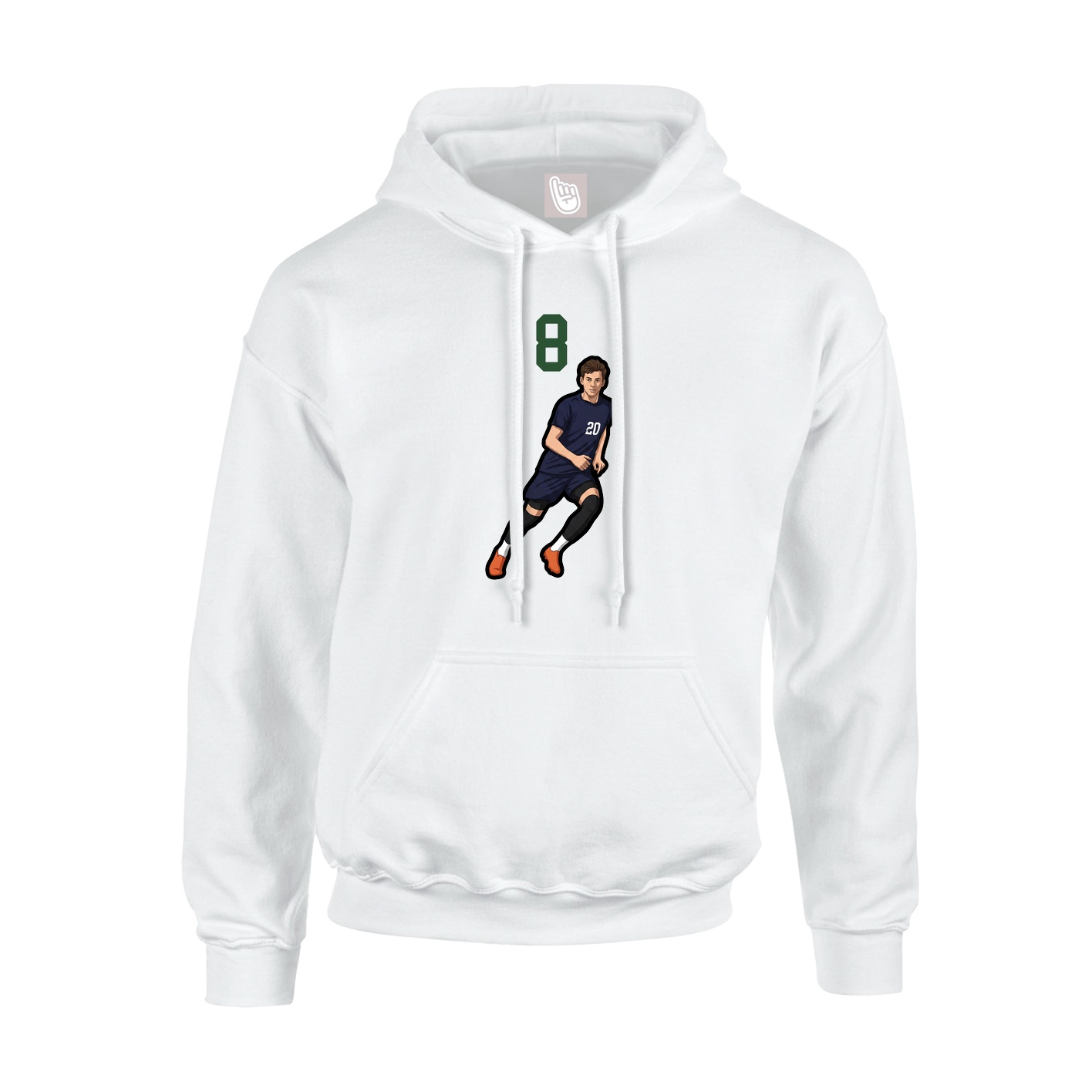 Youth Hoodie — Number Top in White