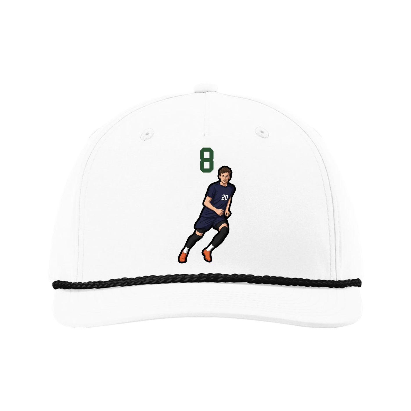 Five-Panel Classic Rope Cap — Number Top in White