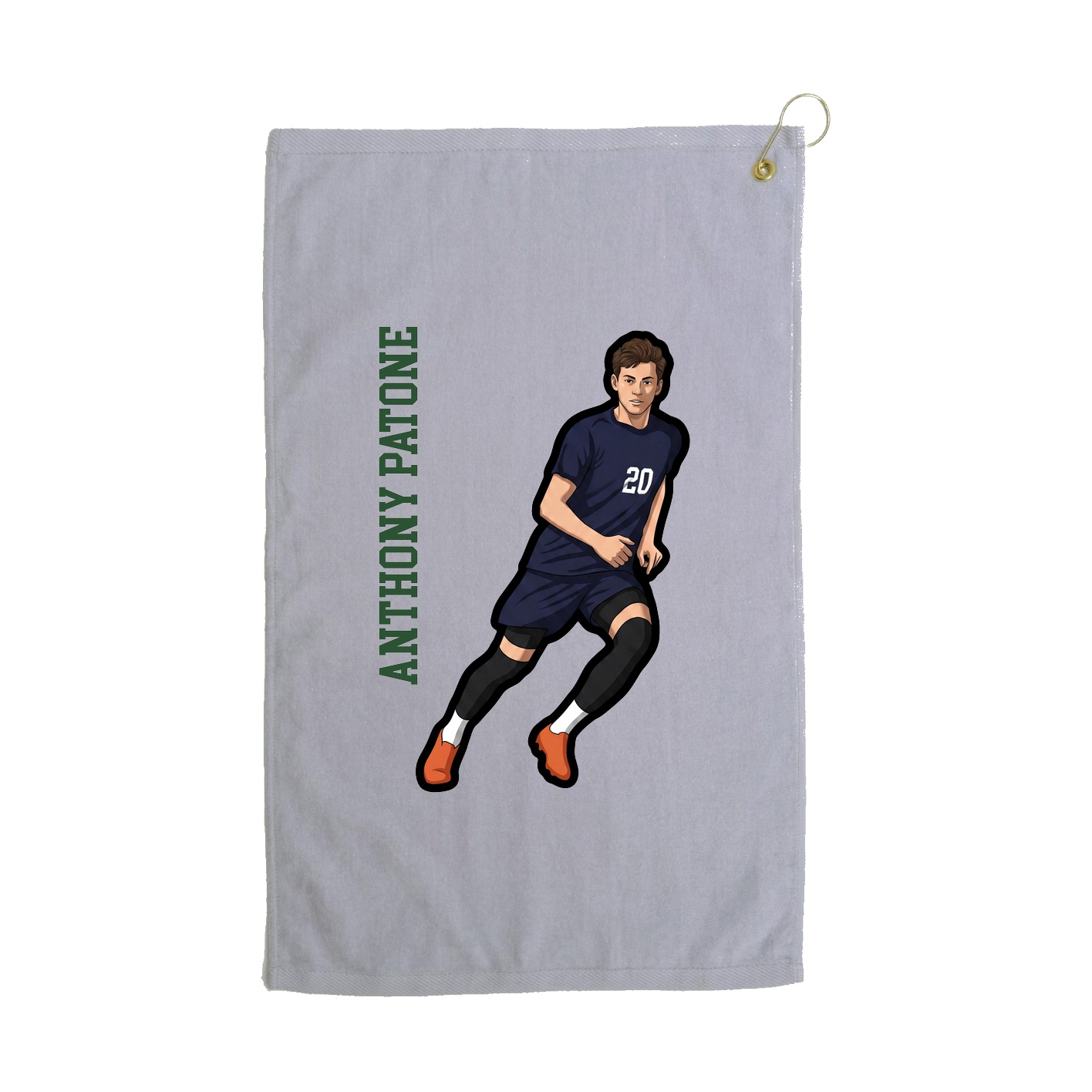 Golf Towel — Name Vertical in Grey