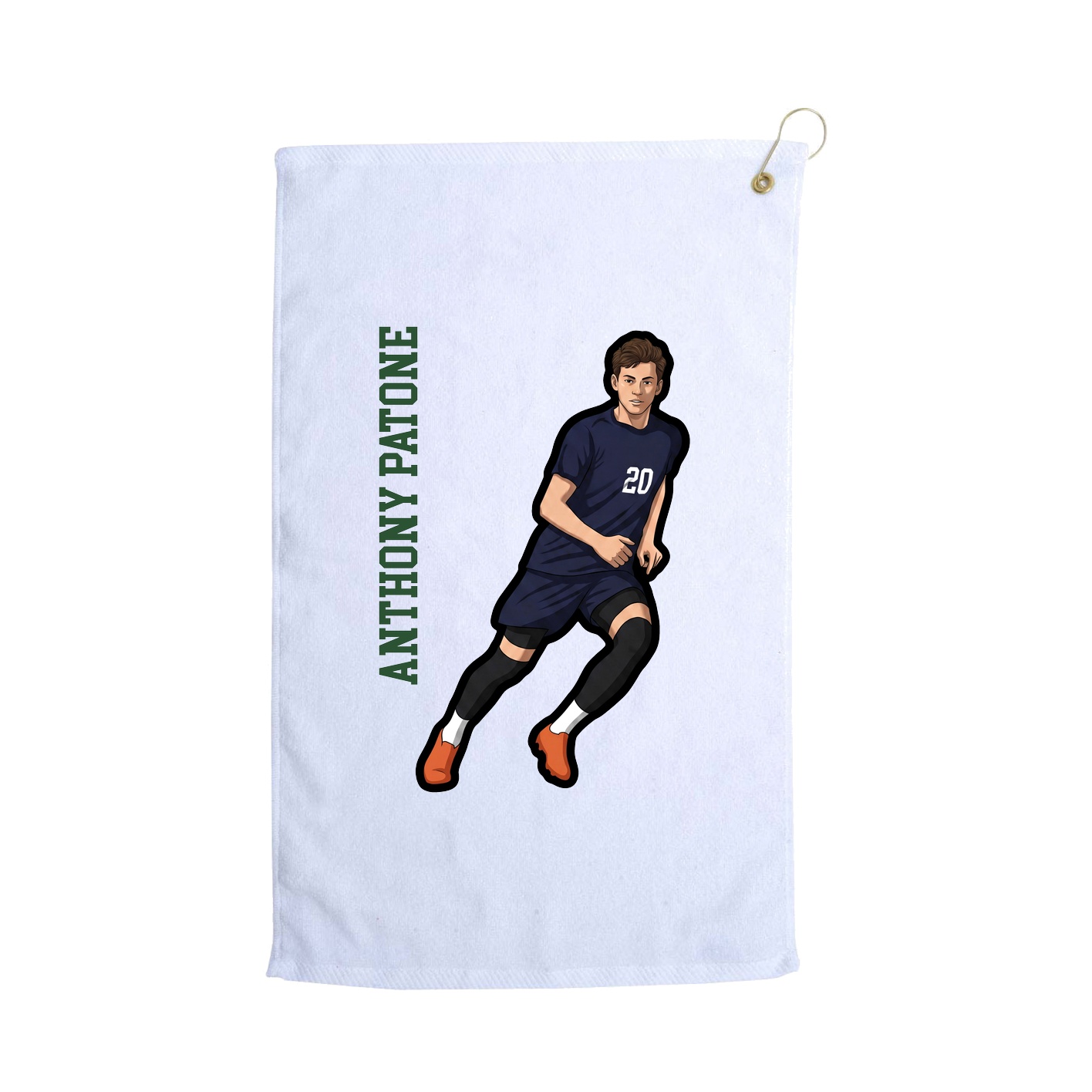 Golf Towel — Name Vertical in White