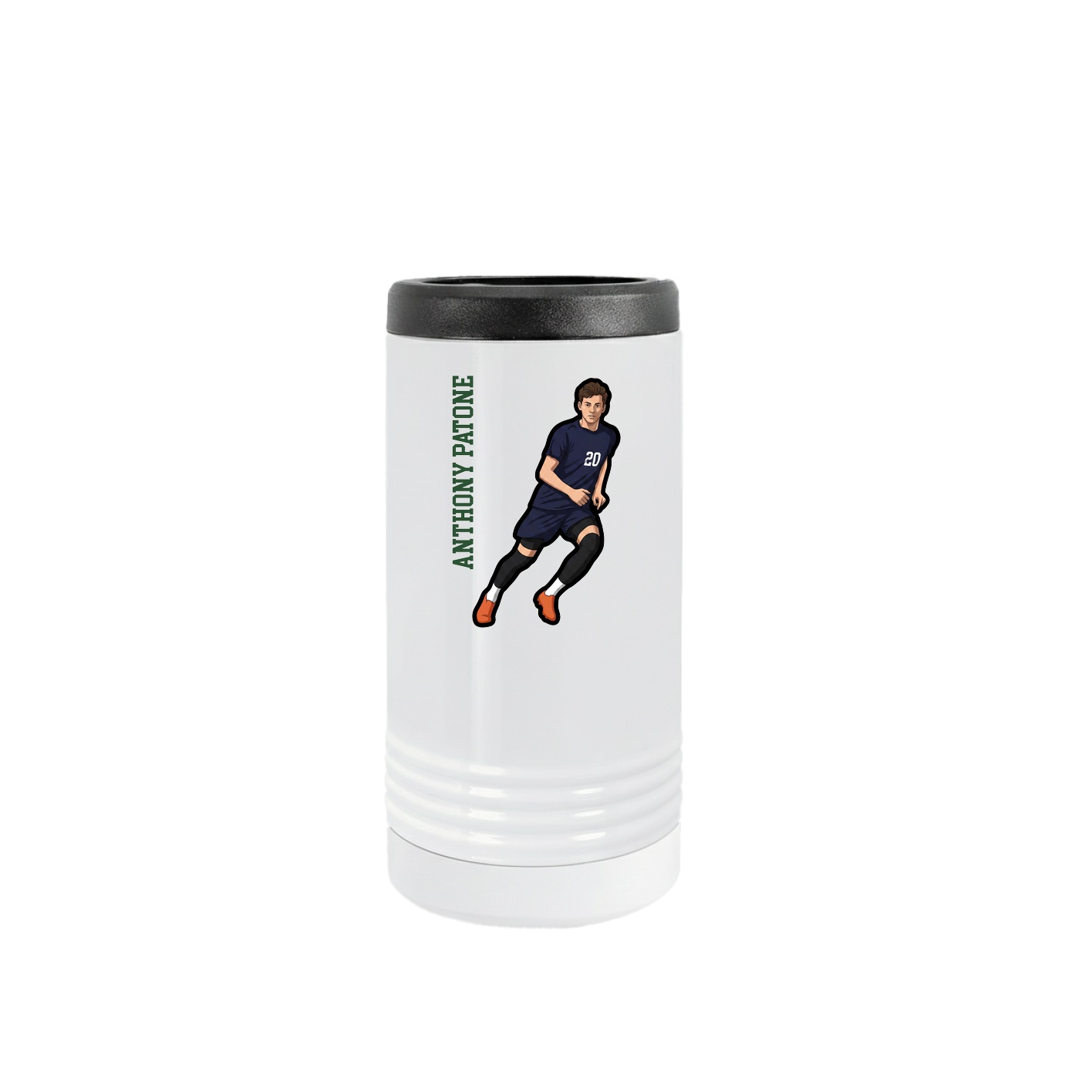 Slim Beverage Holder — Name Vertical in White